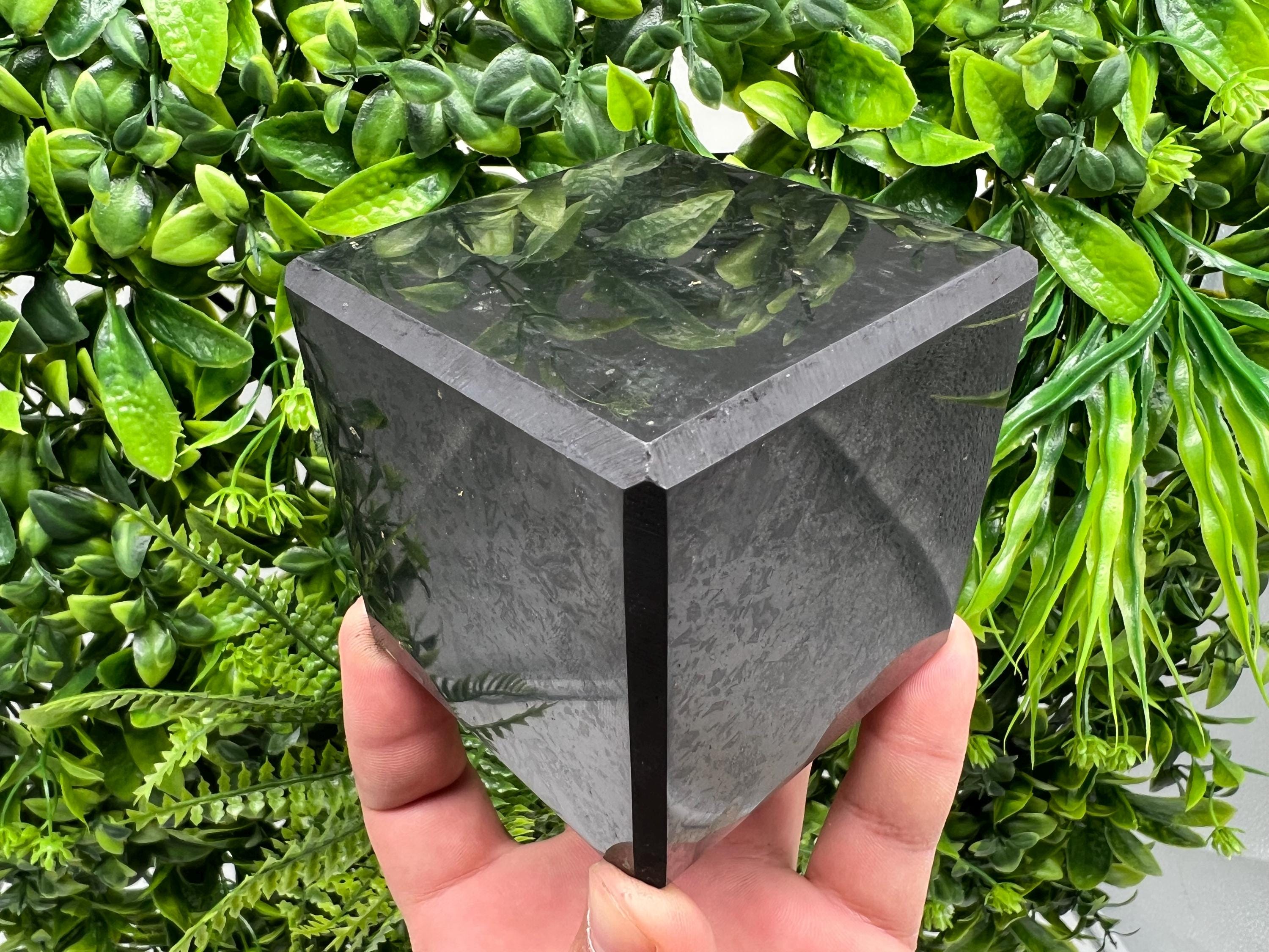 7cm Shungite Cube: Polished EMF Protection Crystal