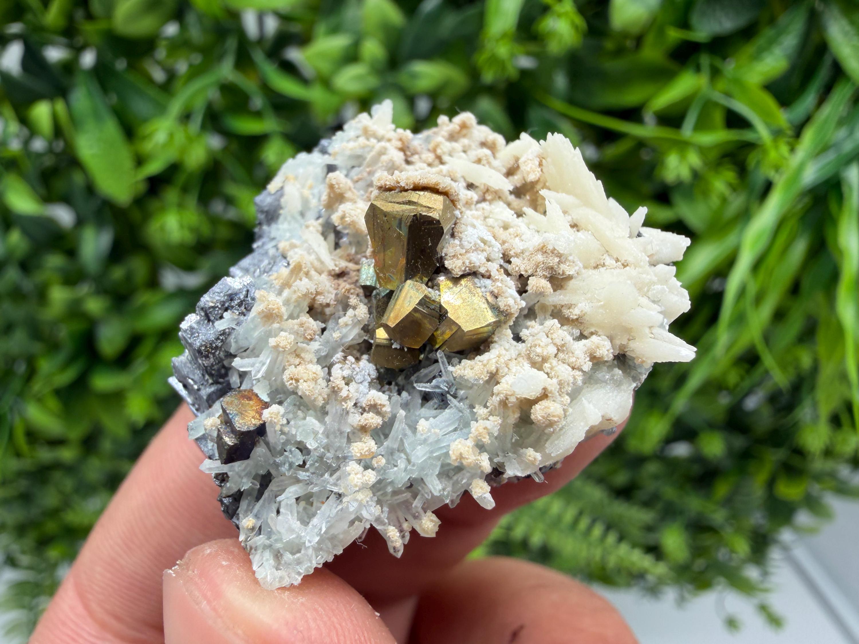 Sphalerite with Calcite Pyrite Mineral Specimen, Madan Bulgaria Collection Stone