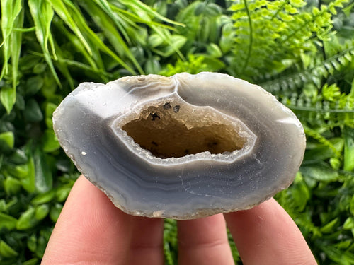 Blue Agate Druzy Geode: Natural Quartz Crystal (5.5/8/3 cm)