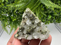 Rare Green Epidote with Quartz Crystals: Sparkly Rainbow Stone Decor