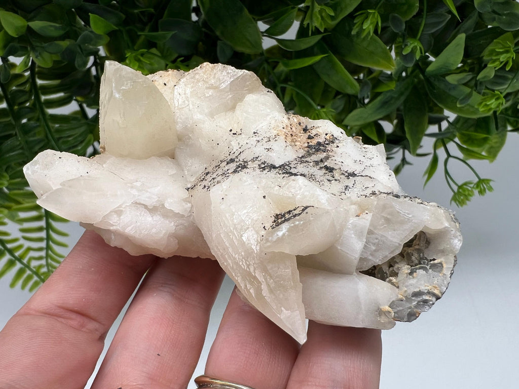 Calcite on Green Quartz: Djurcovo Mine, Bulgaria Healing Crystal