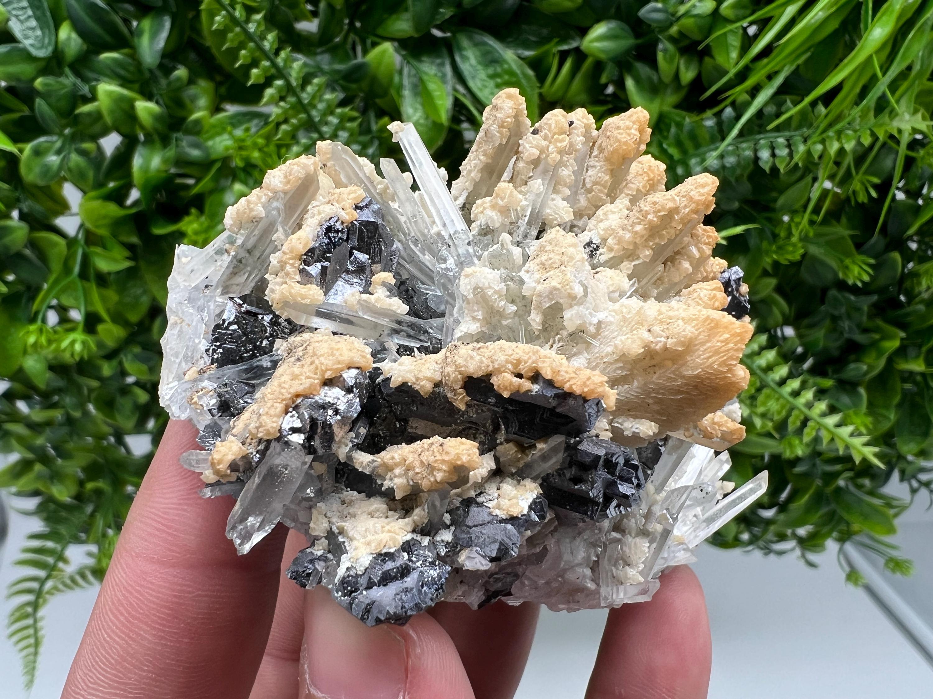Collected Skeletal GALENA,Sphalerite,Quartz,Calcite from Krushev dol mine,Madan,Bulgaria,natural,collectible mineral specimen home decor