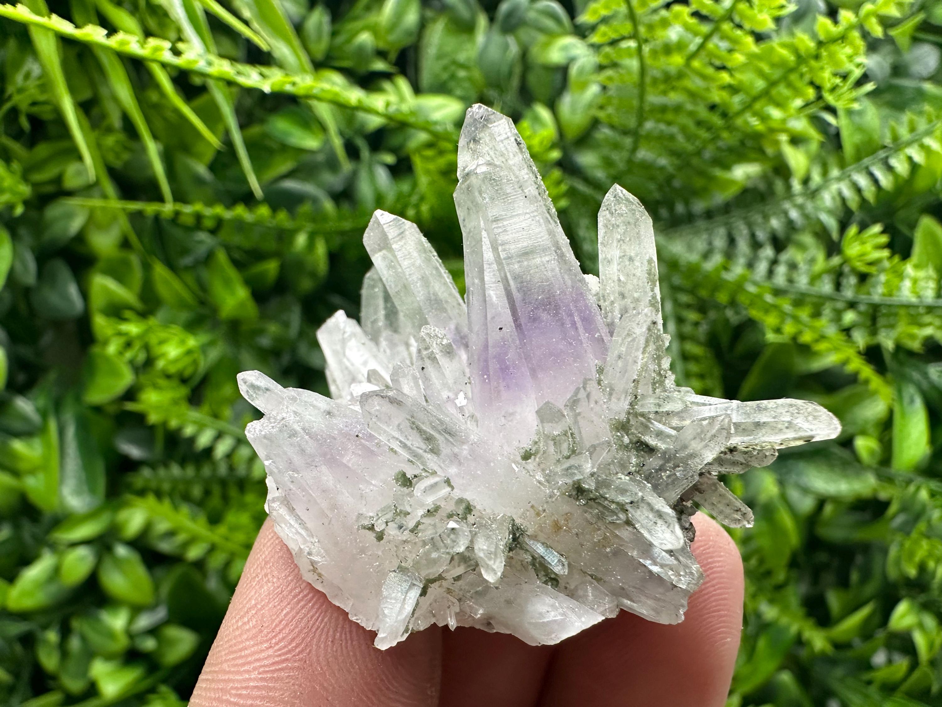 Amethyst Quartz with Calcite and Chlorite, Rare Mineral Specimen