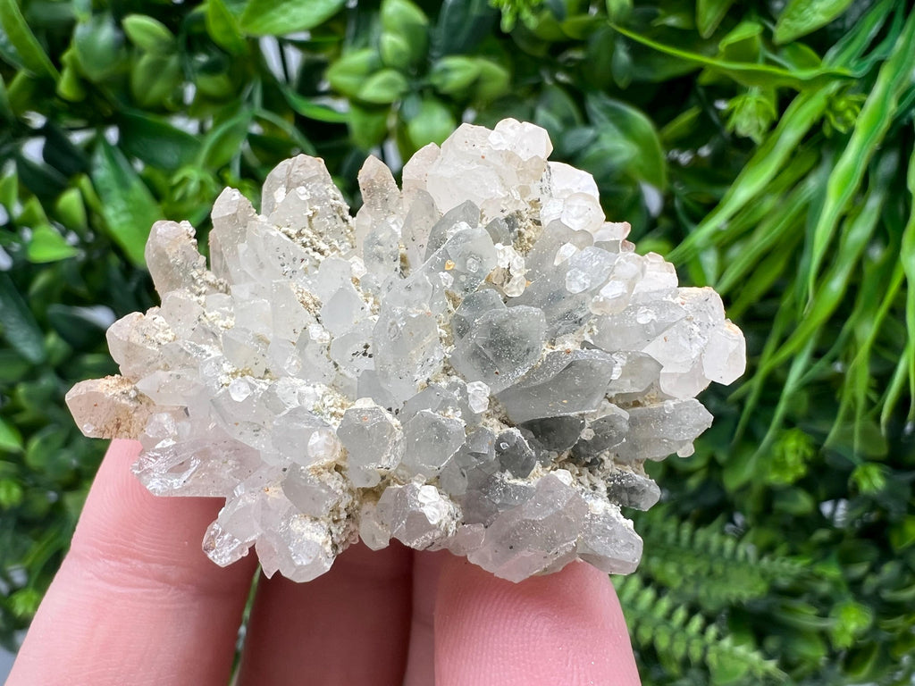 Calcite on Green Quartz: Djurcovo Mine, Bulgaria Healing Crystal
