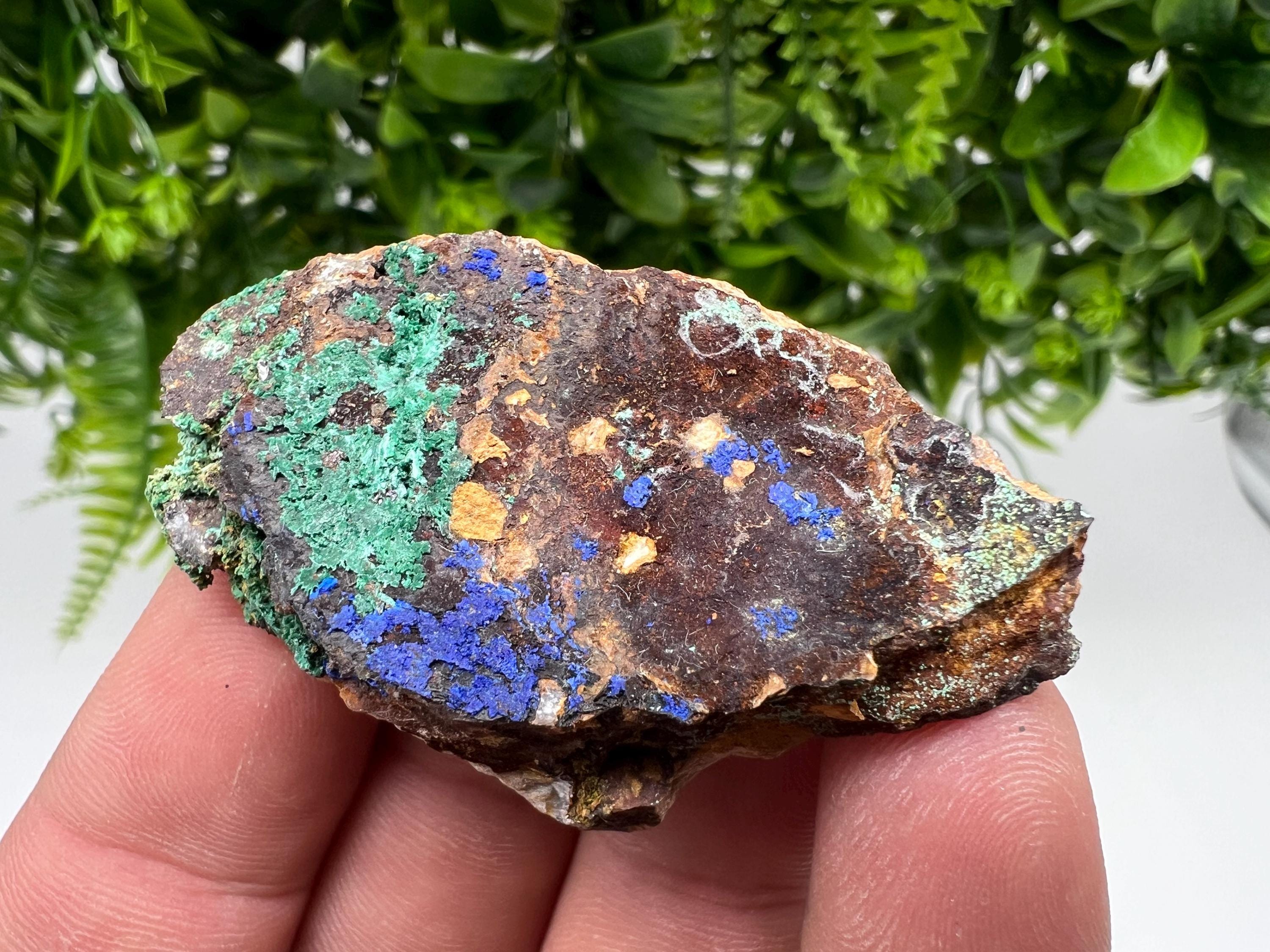 Azurite Malachite Mineral Specimen, Moroccan Crystal Collection