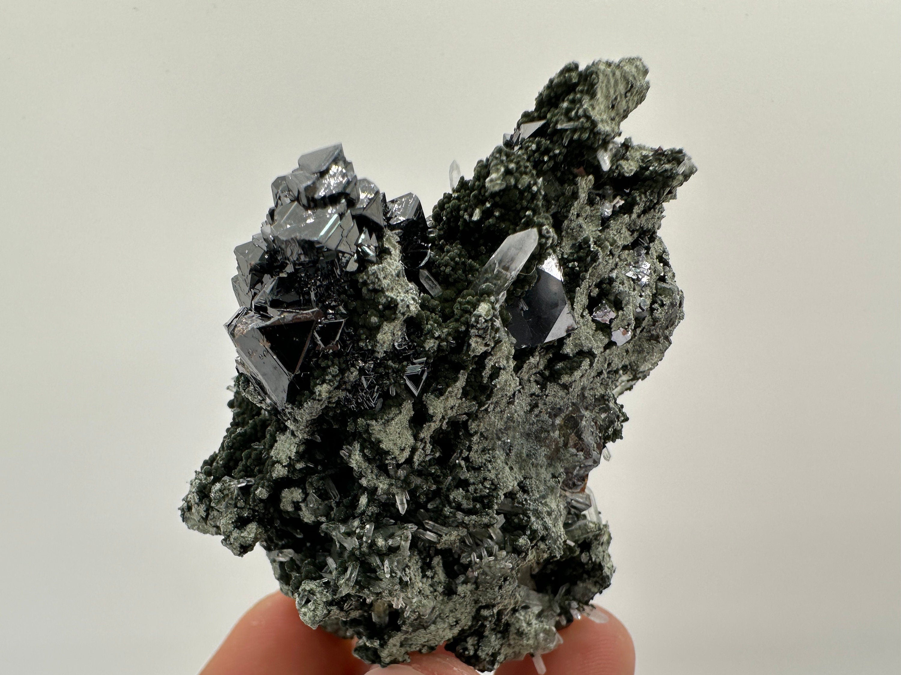 Sphalerite on Quartz Cluster, Natural Mineral Specimen, Home Decor Stone
