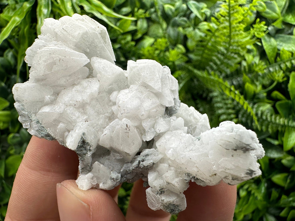 Calcite on Green Quartz: Djurcovo Mine, Bulgaria