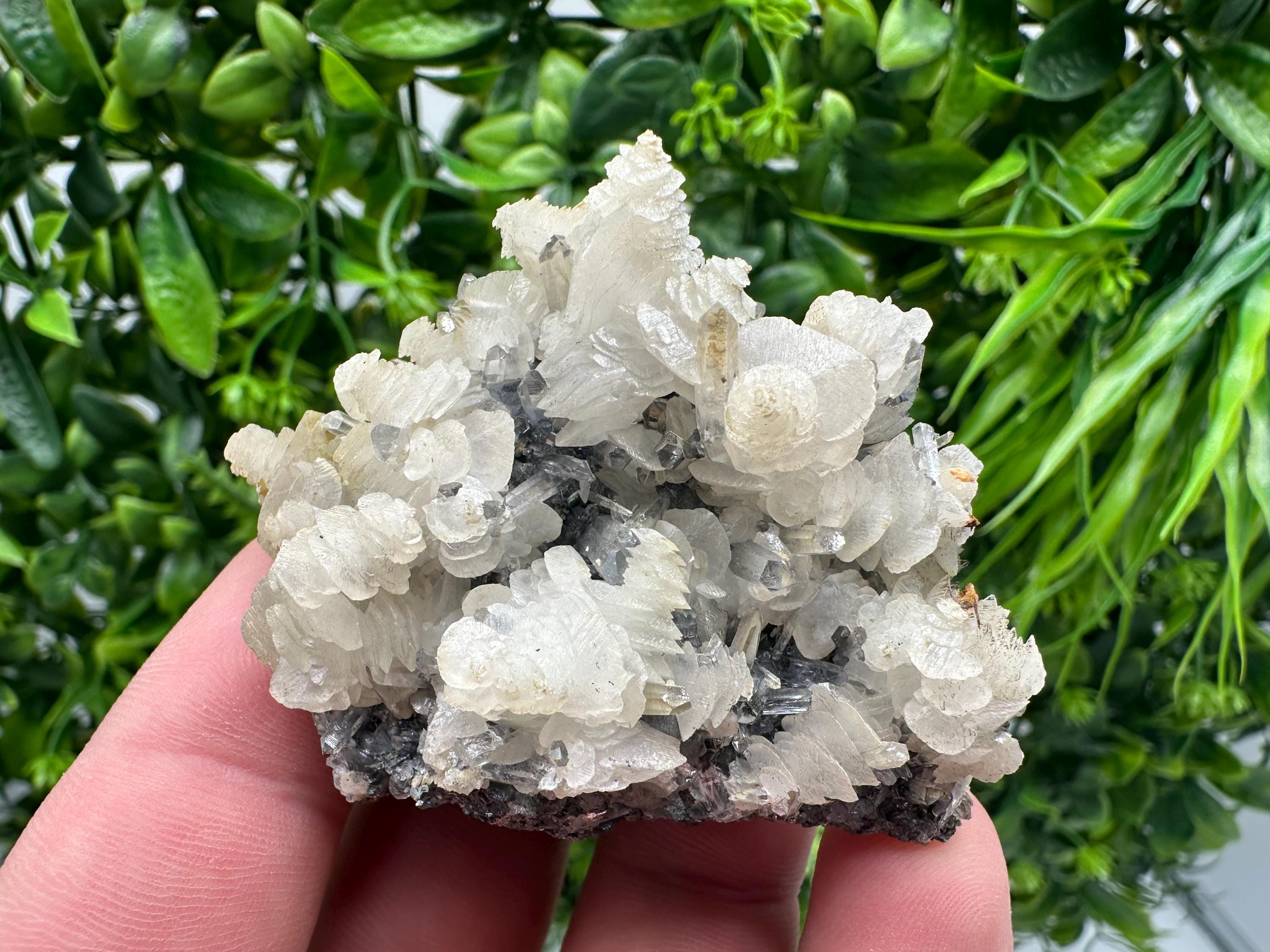 Quartz with Calcite and Chlorite: Borieva Mine Crystal Souvenir