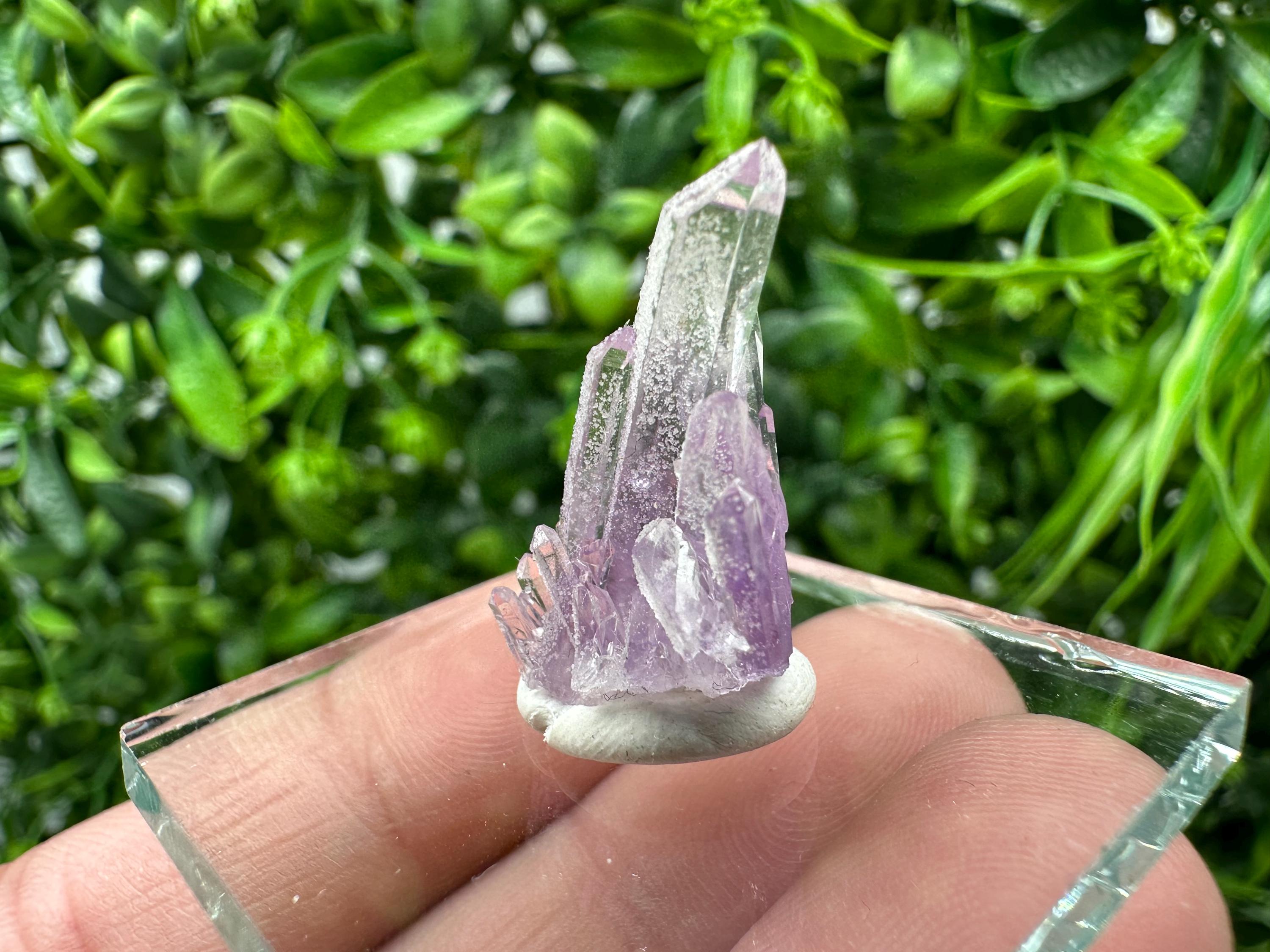 Phantom Amethyst Crystal with Cerussite, Bulgarian Mineral Specimen