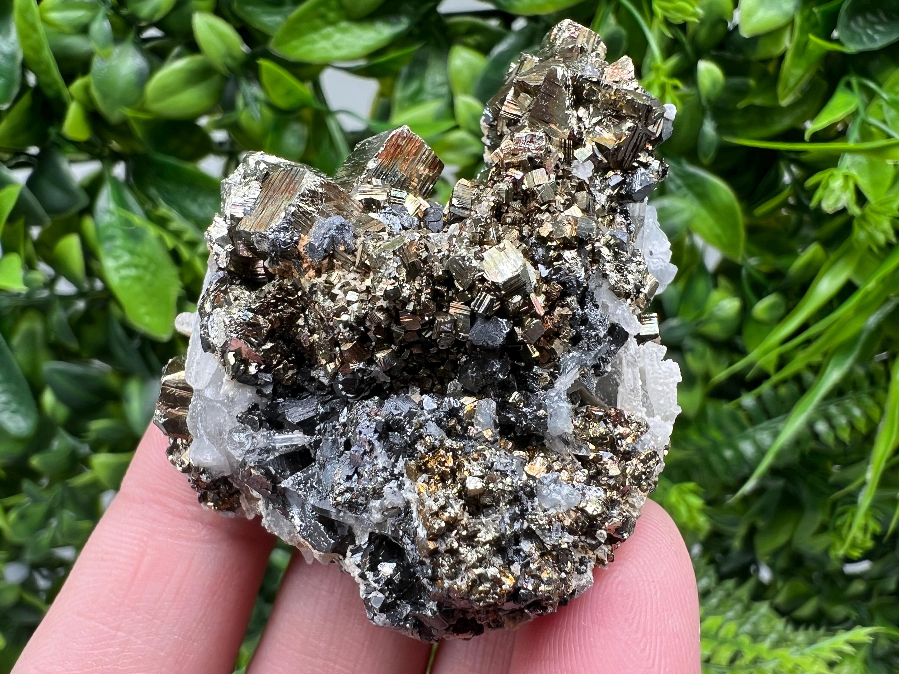 Wonderful Rainbow Pyrite whit Calcite,natural minerals souvenir Crystal,collection stone,rare minerals,home decor,Borieva Bulgaria