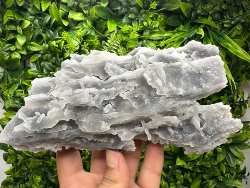 Blue Chalcedony Quartz with Chlorite Inclusions, Bulgaria Crystal Decor Stone