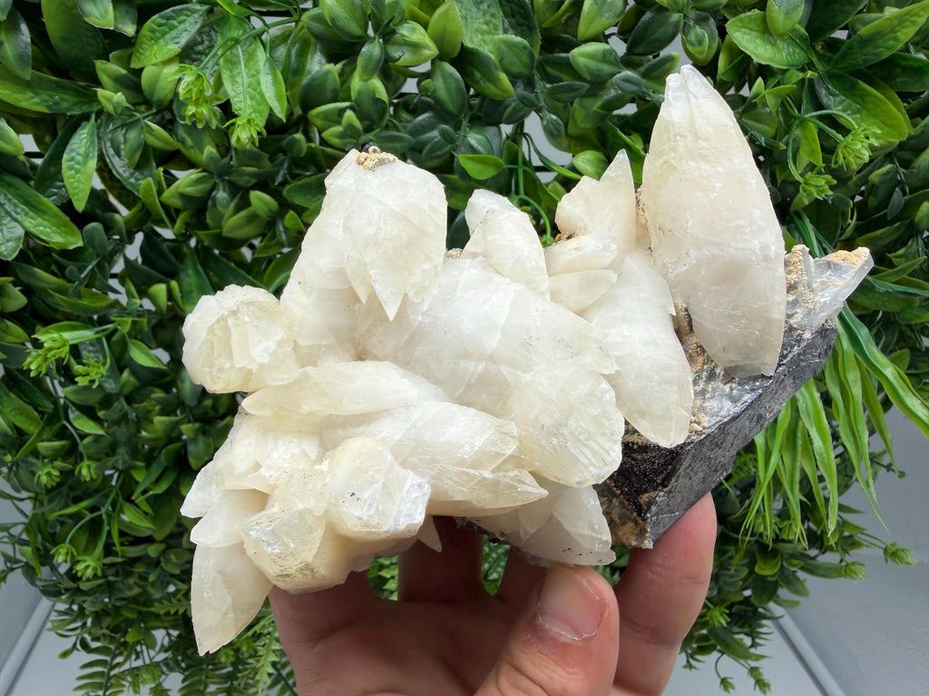 Calcite on Green Quartz: Laki Bulgaria Healing Crystal