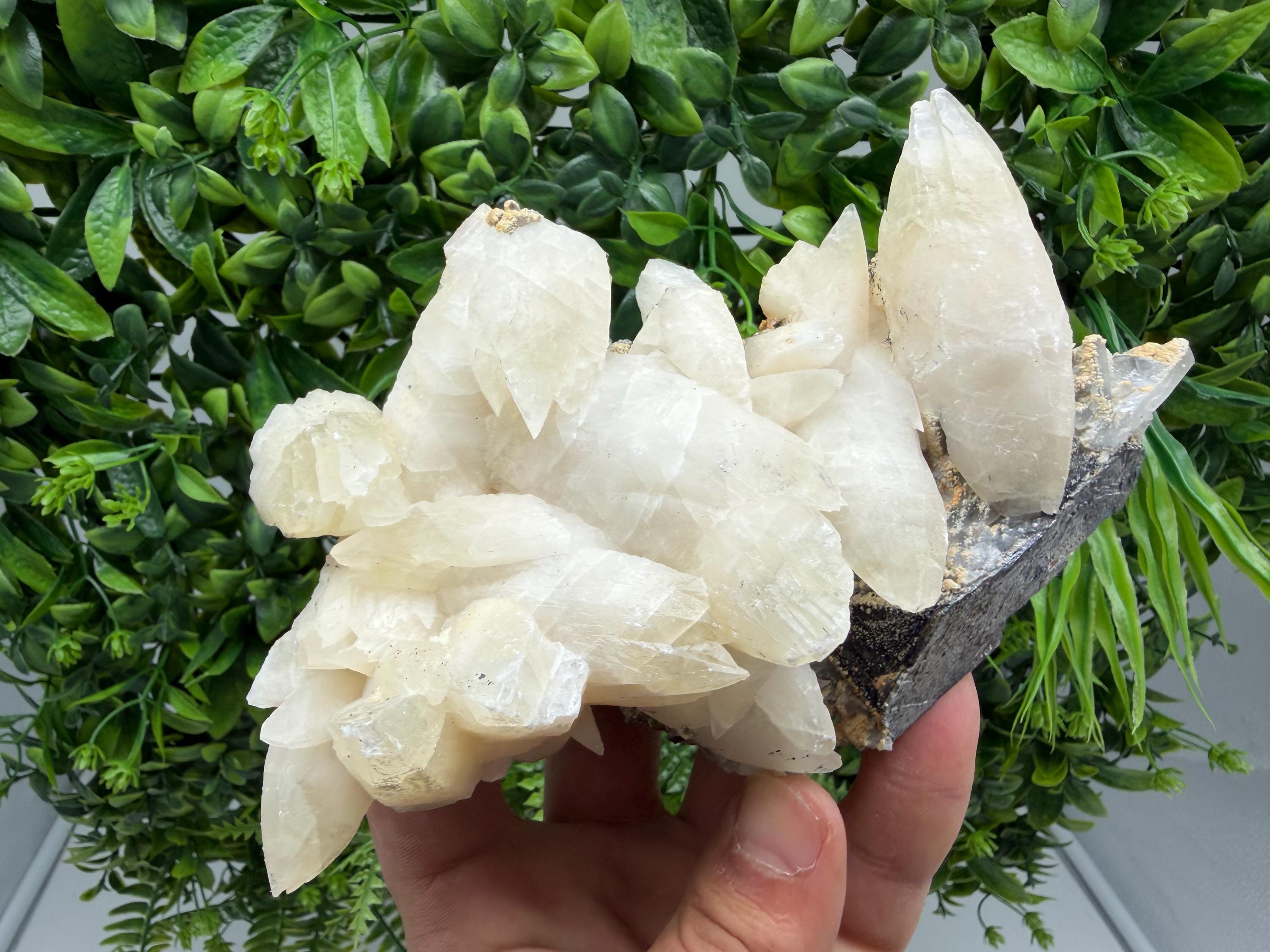 Calcite on Green Quartz: Laki Bulgaria Healing Crystal