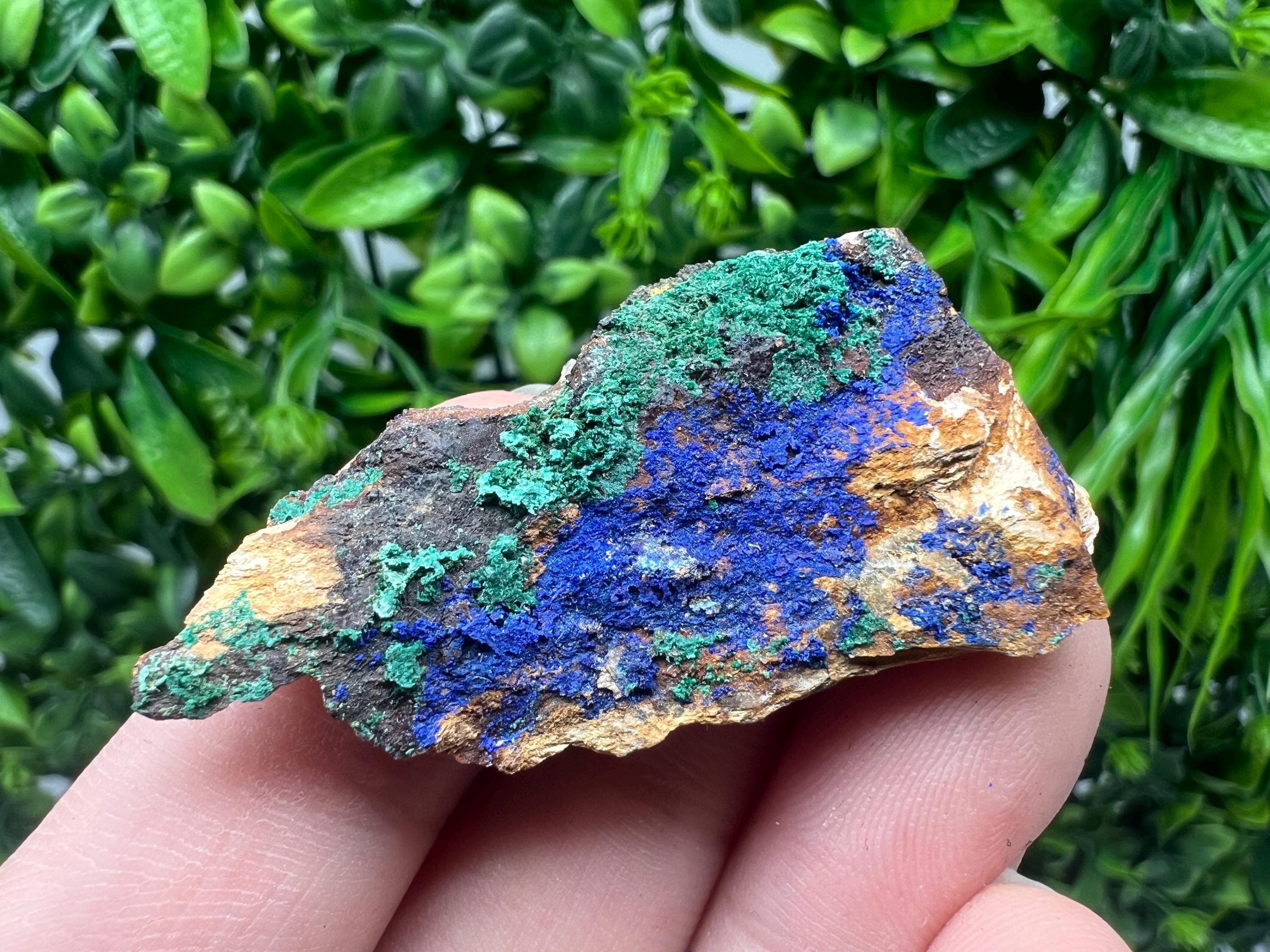 Azurite Malachite Mineral Specimen: Moroccan Blue Green Crystal, Home Decor