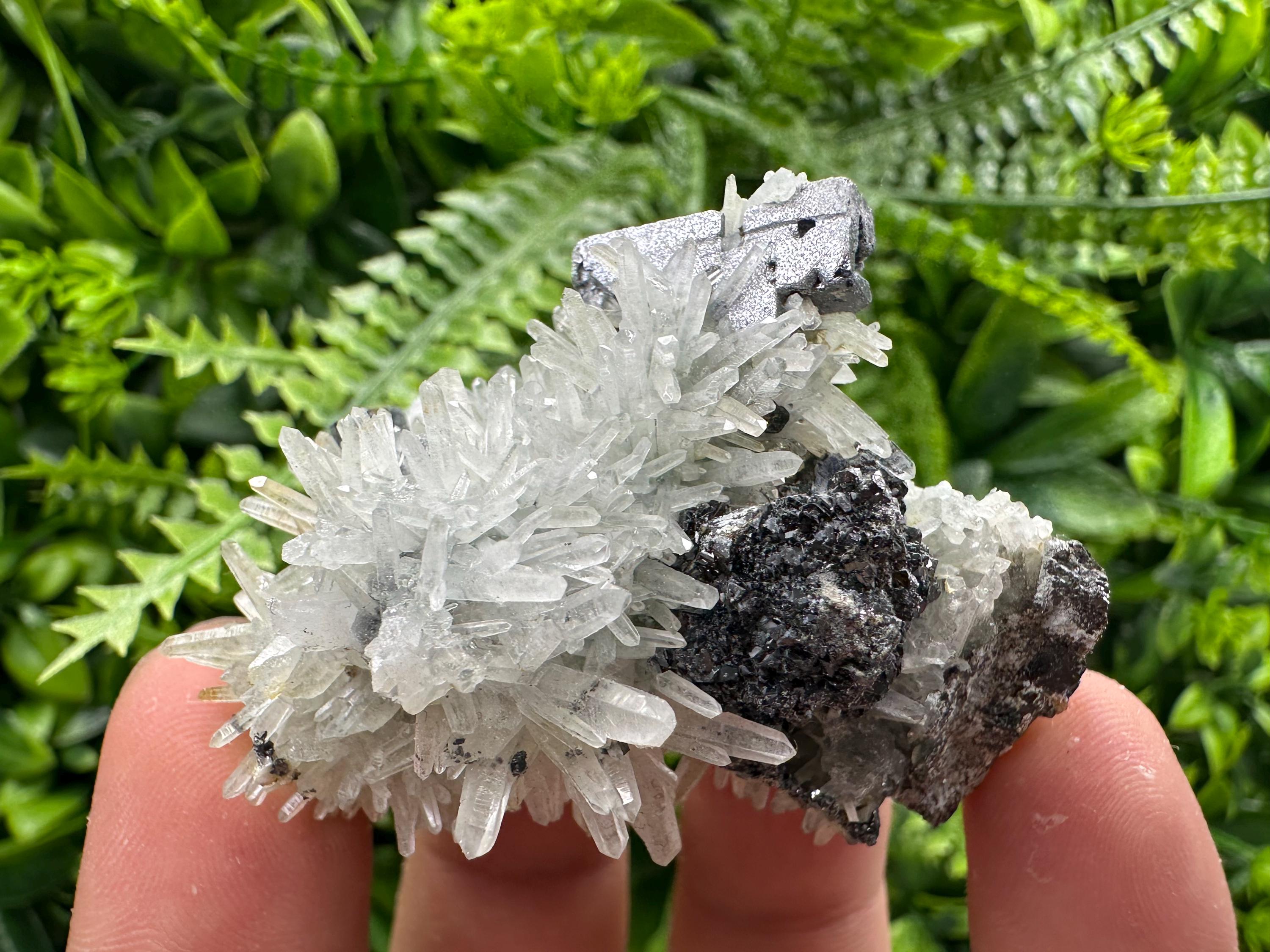 Skeleton Galena, Sphalerite on Quartz Cluster, Bulgaria Mineral Specimen