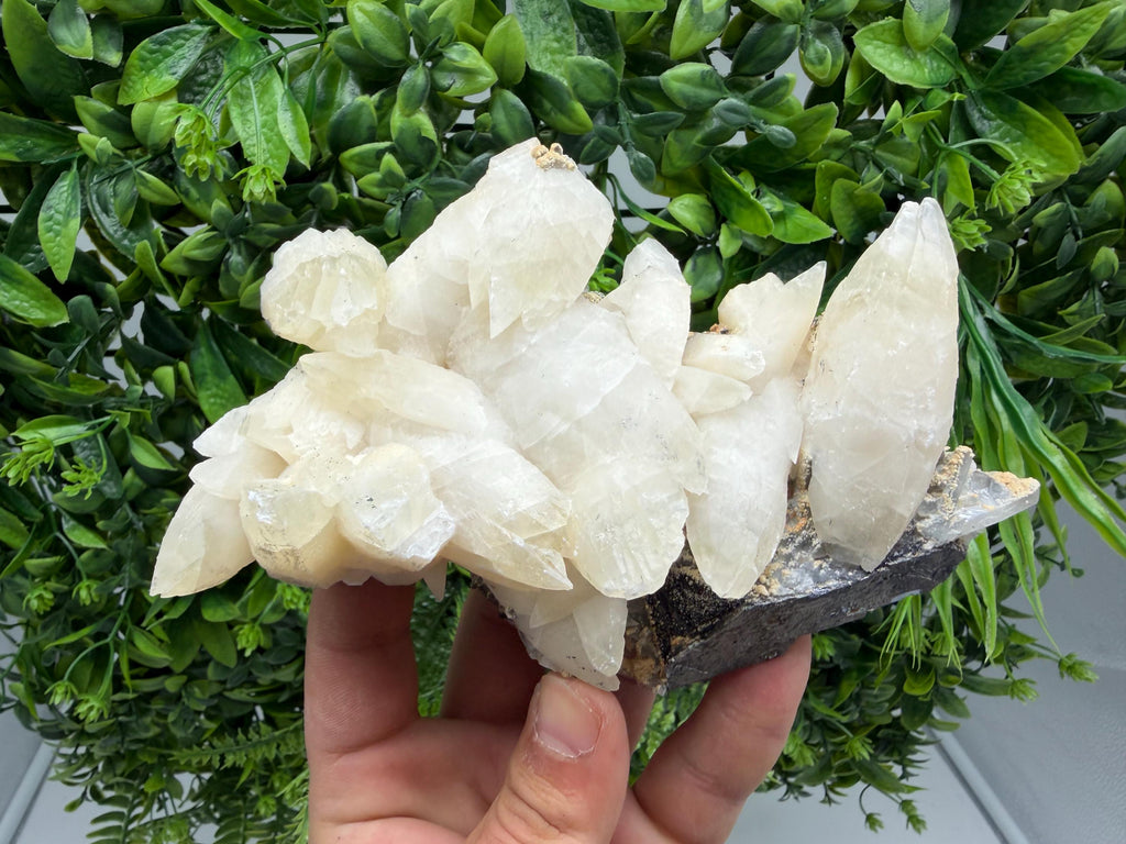 Calcite on Green Quartz: Laki Bulgaria Healing Crystal