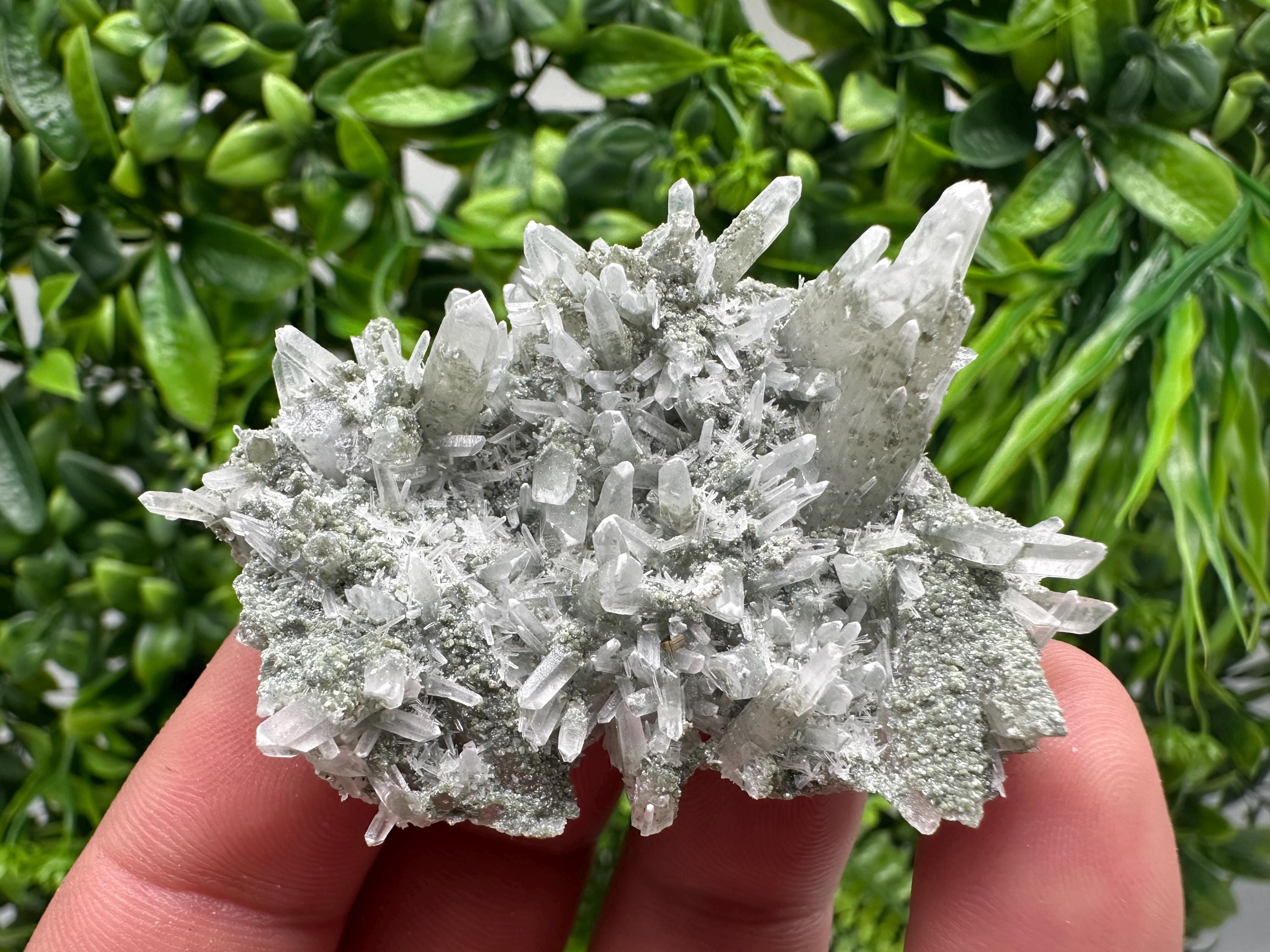 Lovely specimen Green Quartz inclusions Chlorite and Sphalerite/ Natural minerals/ Souvenir crystal gift minerals famous 9th September/Madan
