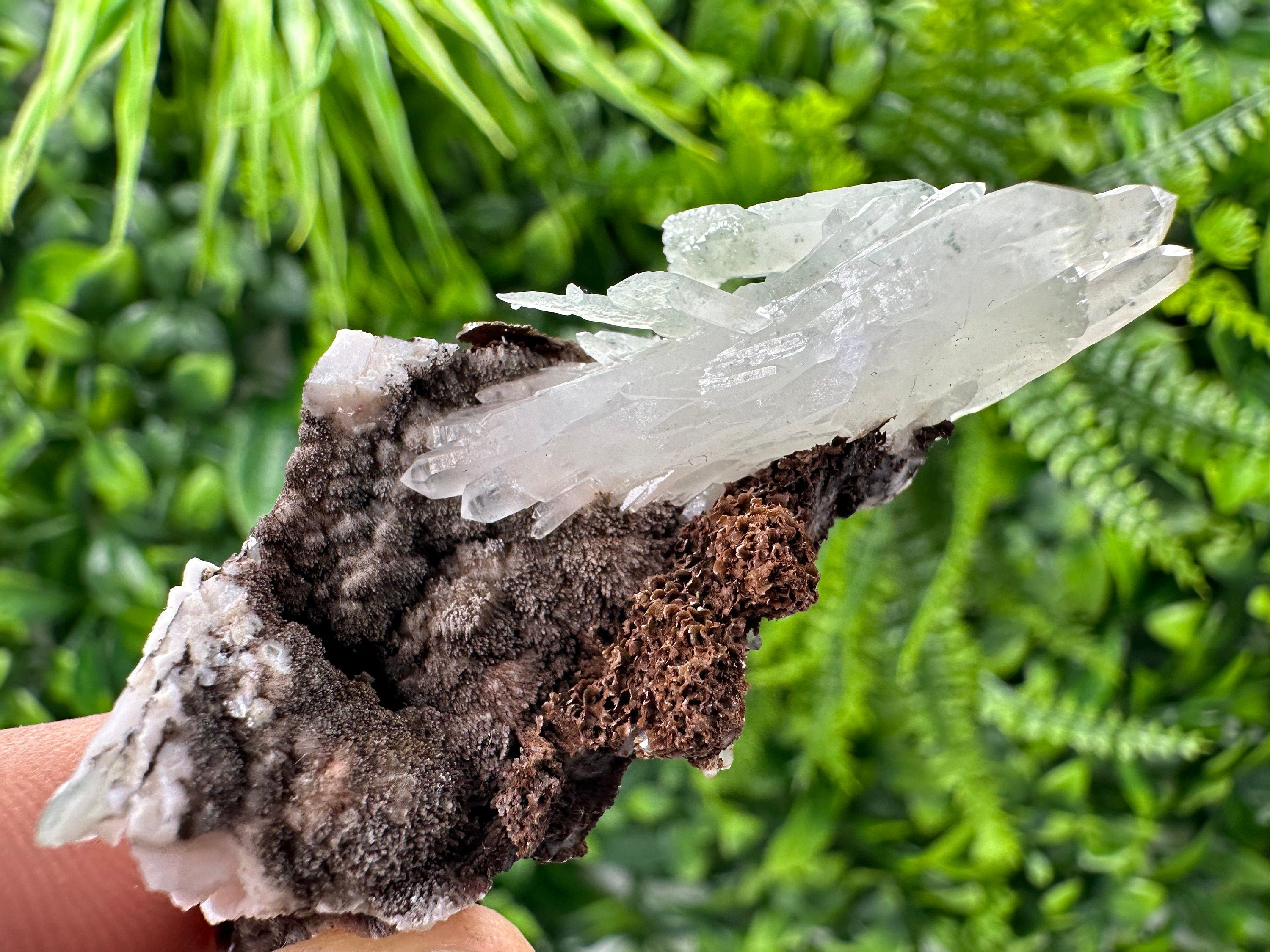 Quartz with Chlorite on Rhodochrosite and Siderite Mineral Specimen