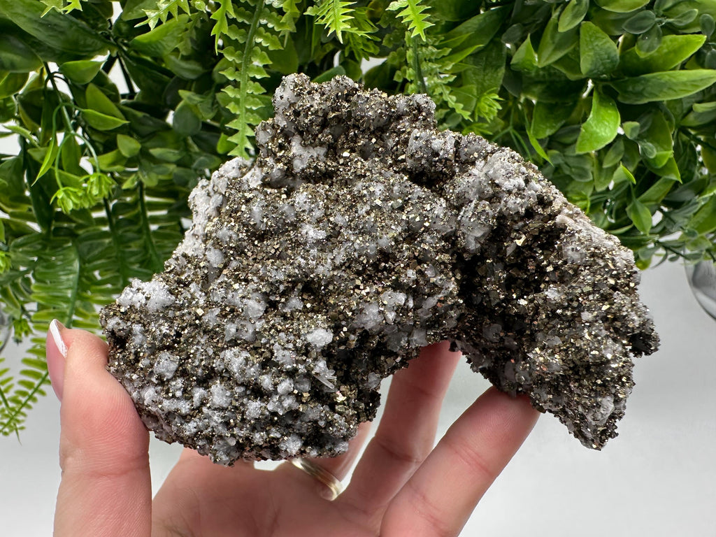 Stunning Pyrite on Quartz,Calcite from Borieva mine,Madan,Bulgaria,natural,collectible mineral specimen,home decor stone,collection crystal