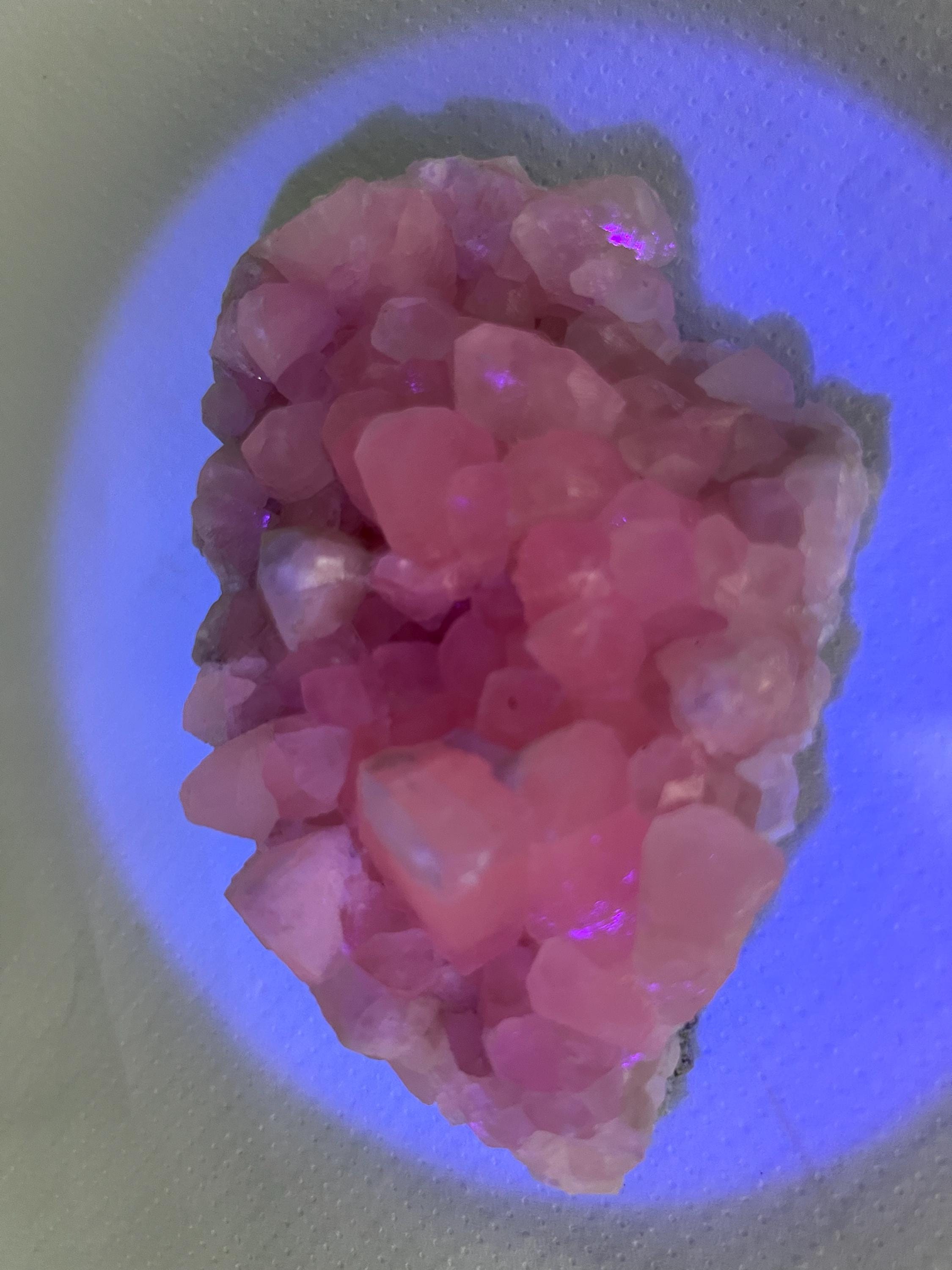 UV Reactive Mangano Calcite Crystal: Androvo Mine, Bulgaria