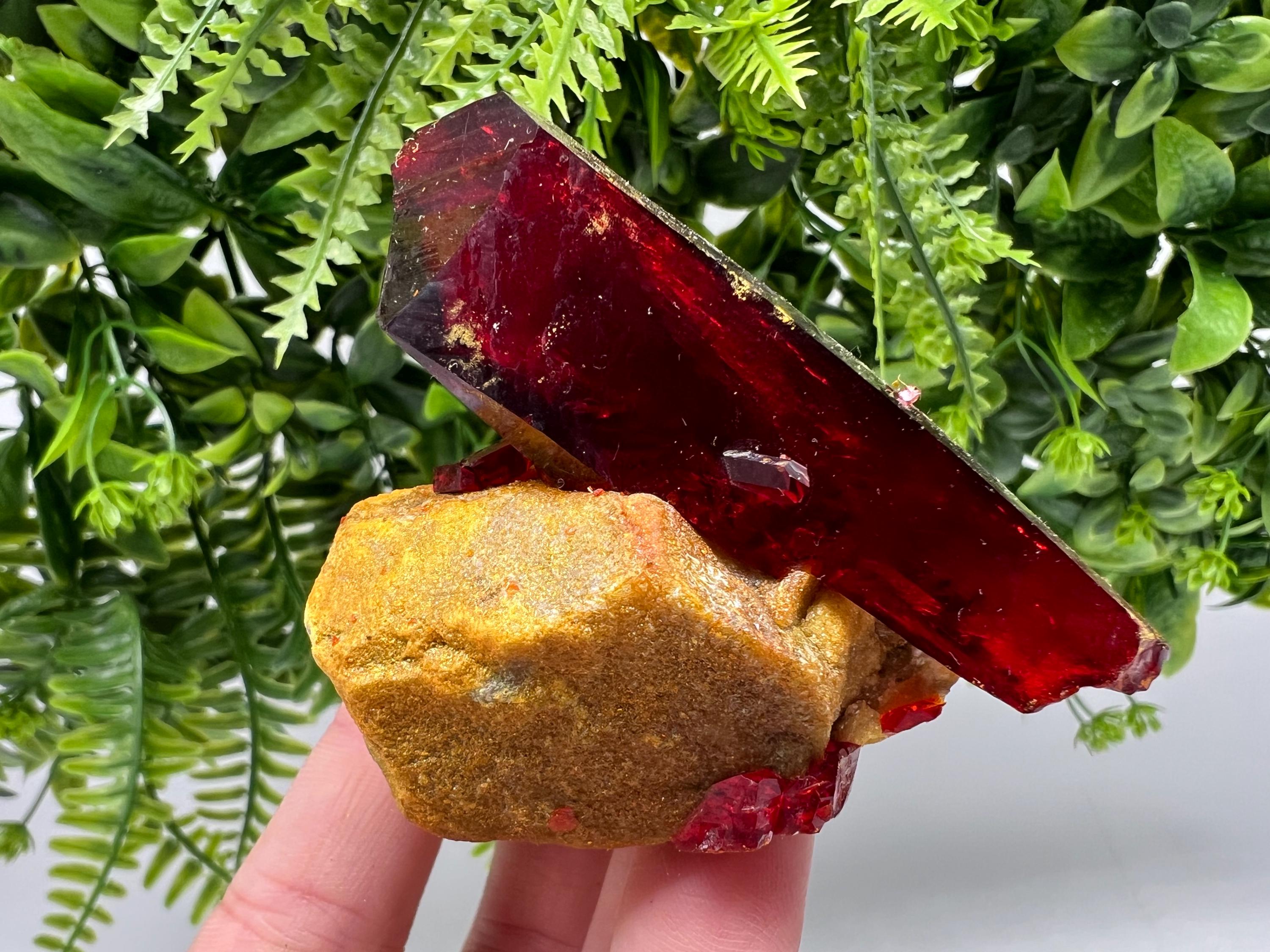 XXL Lab-Grown Red Pruskite Crystal on Matrix