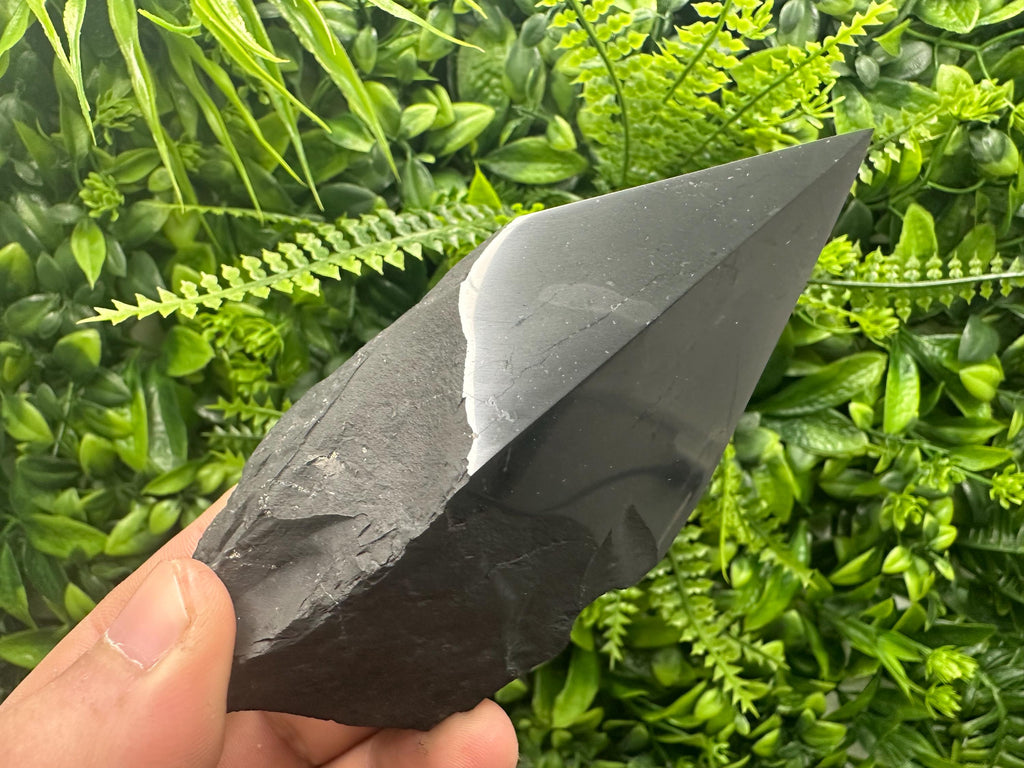 10cm Polished Shungite Crystal: EMF Protection Stone