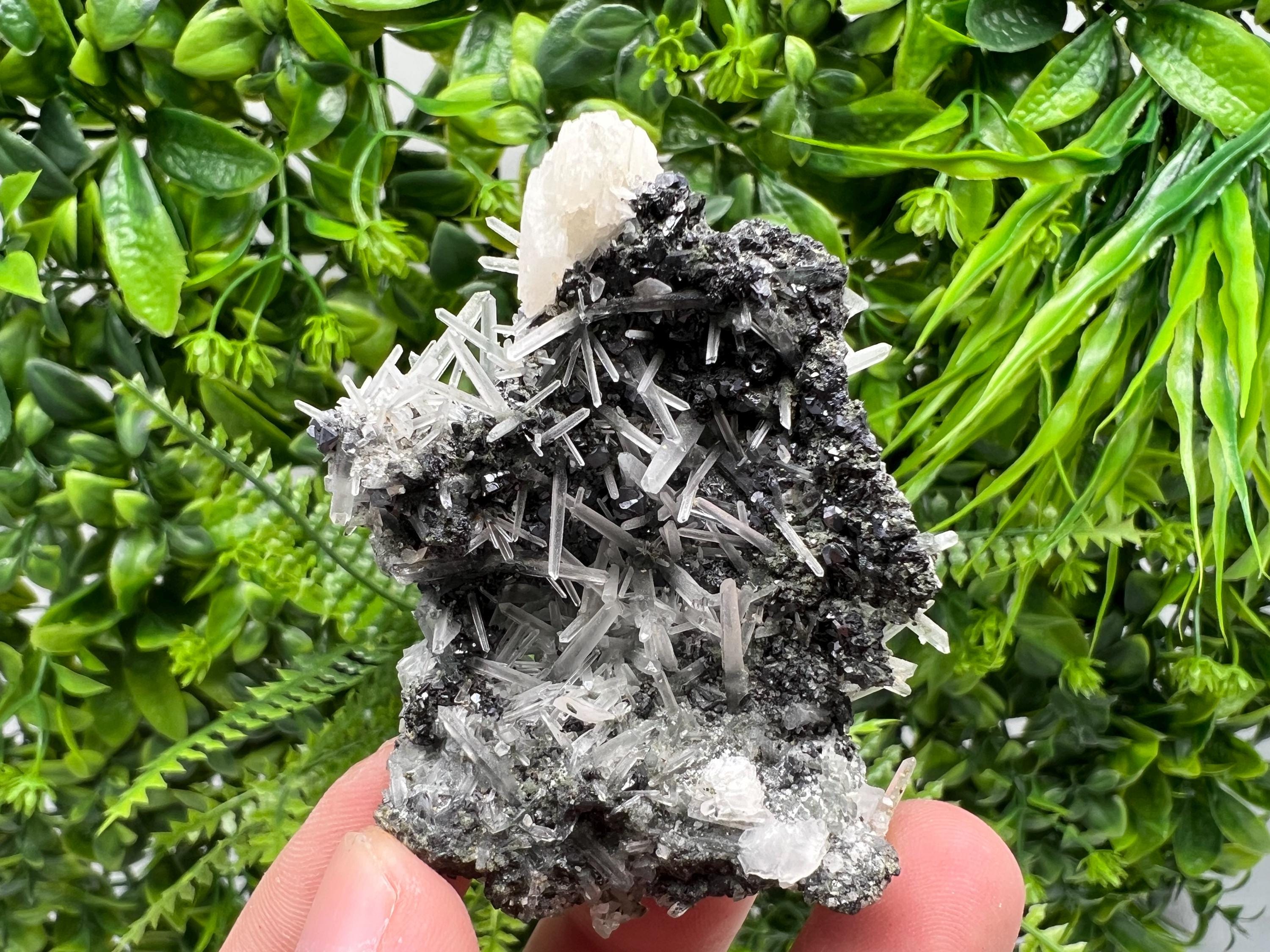 Wonderful Calcite,Sphalerite,Galena on Needle Quartz from Borieva mine,Madan,Bulgaria,natural,collectible mineral specimen,home decor stone
