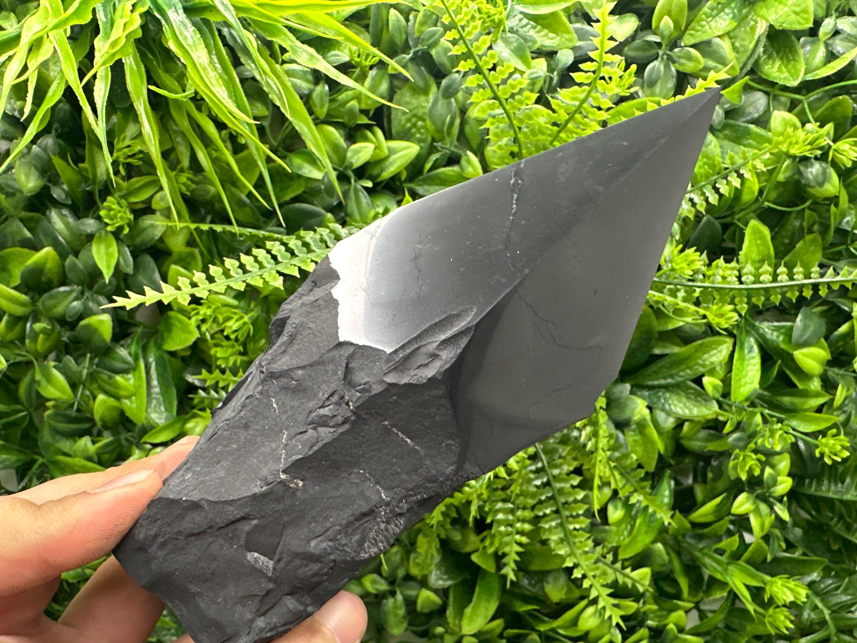 15cm Polished Shungite Crystal: EMF Protection Stone