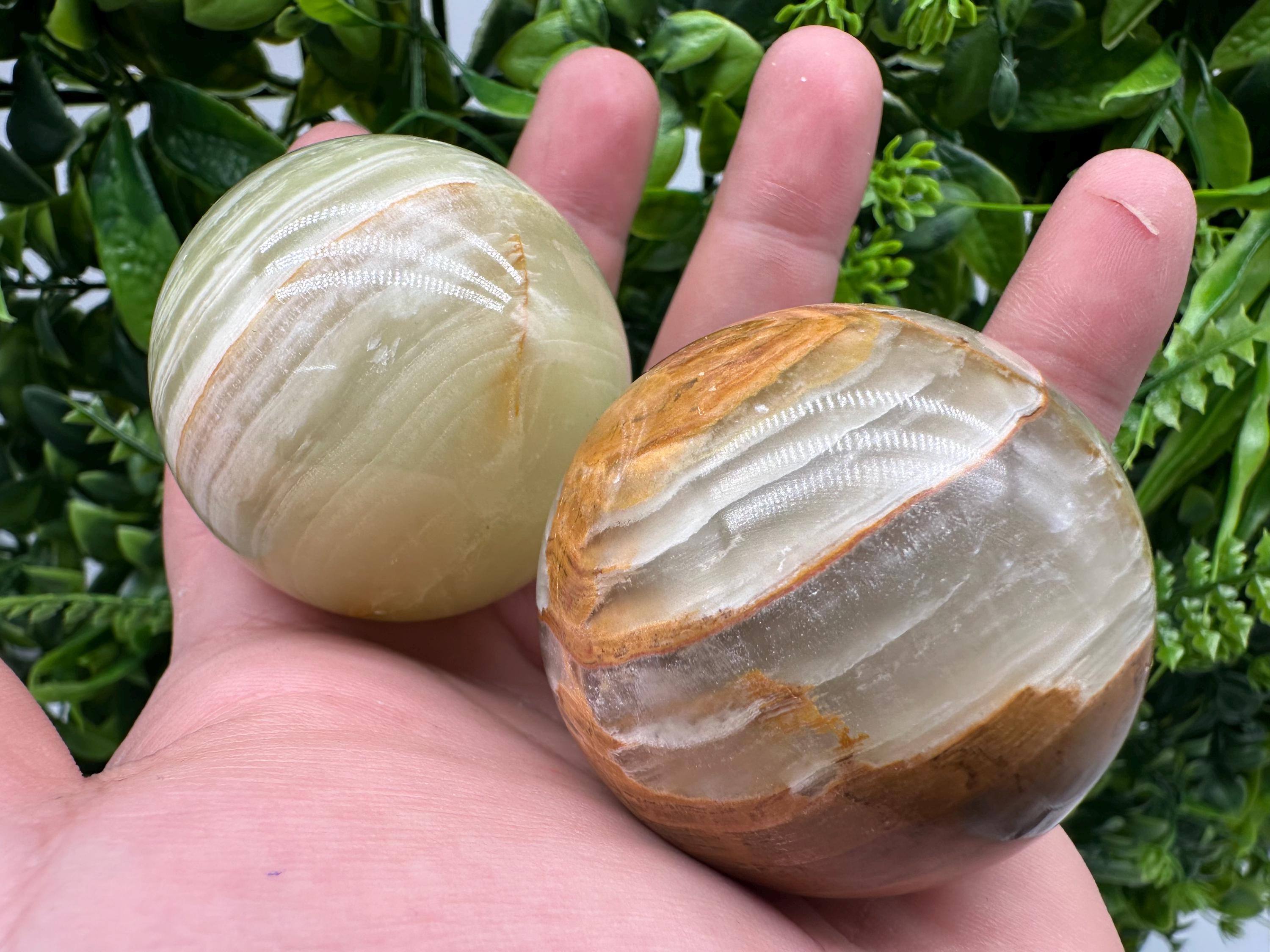 Green Onyx Sphere (5cm): Banded Calcite Healing Crystal