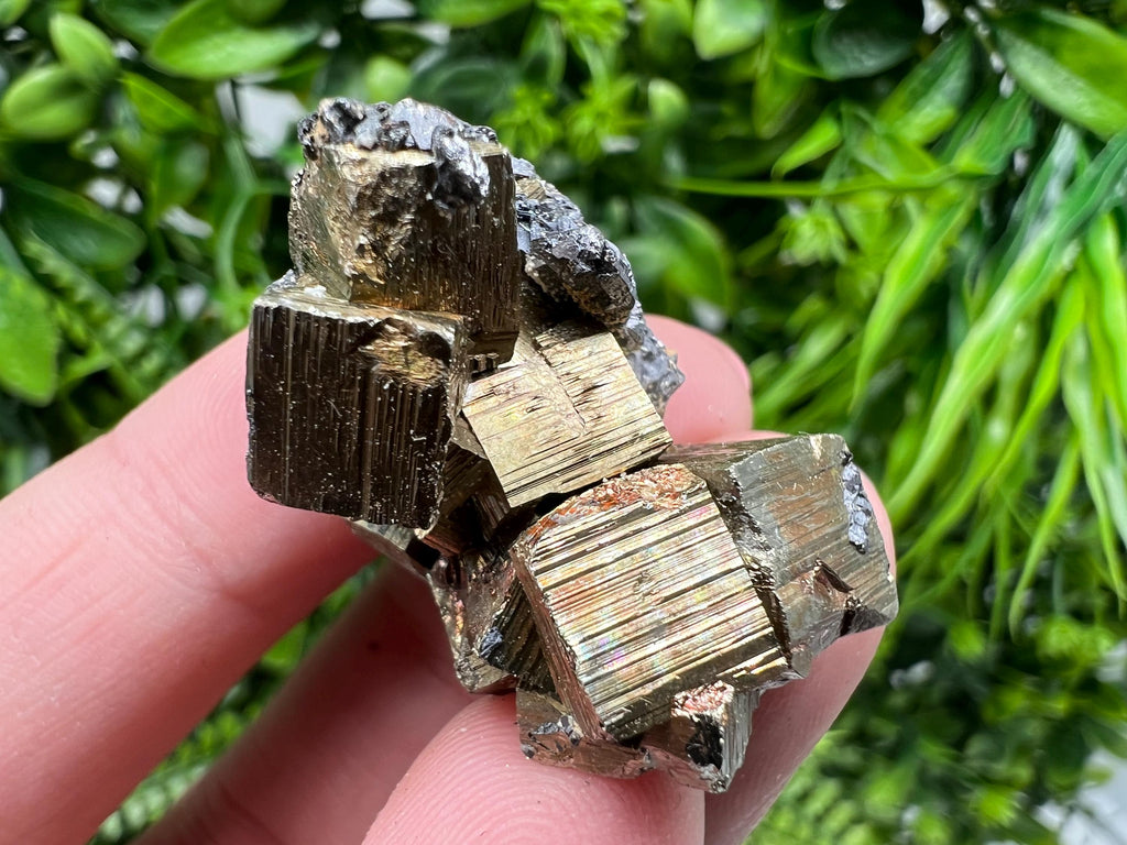 Rainbow Pyrite with Calcite, Natural Mineral Specimen, Bulgaria