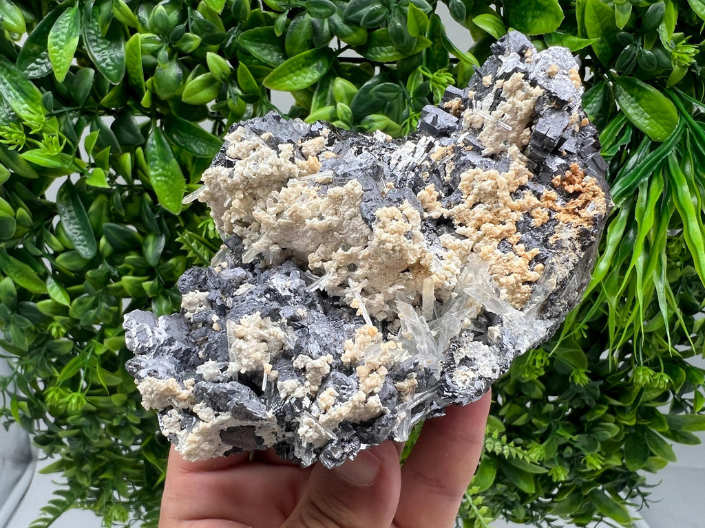 Amazing Galena spinel law on Quartz whit Siderite,from Krushev dol mine,Bulgaria,natural,collection mineral specimen,home decor crystal,souv