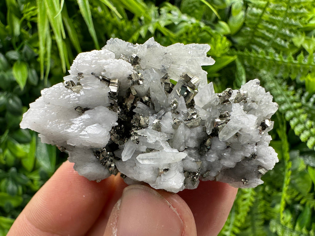 Pyrite on UV Calcite Mineral Specimen, Borieva Mine Bulgaria