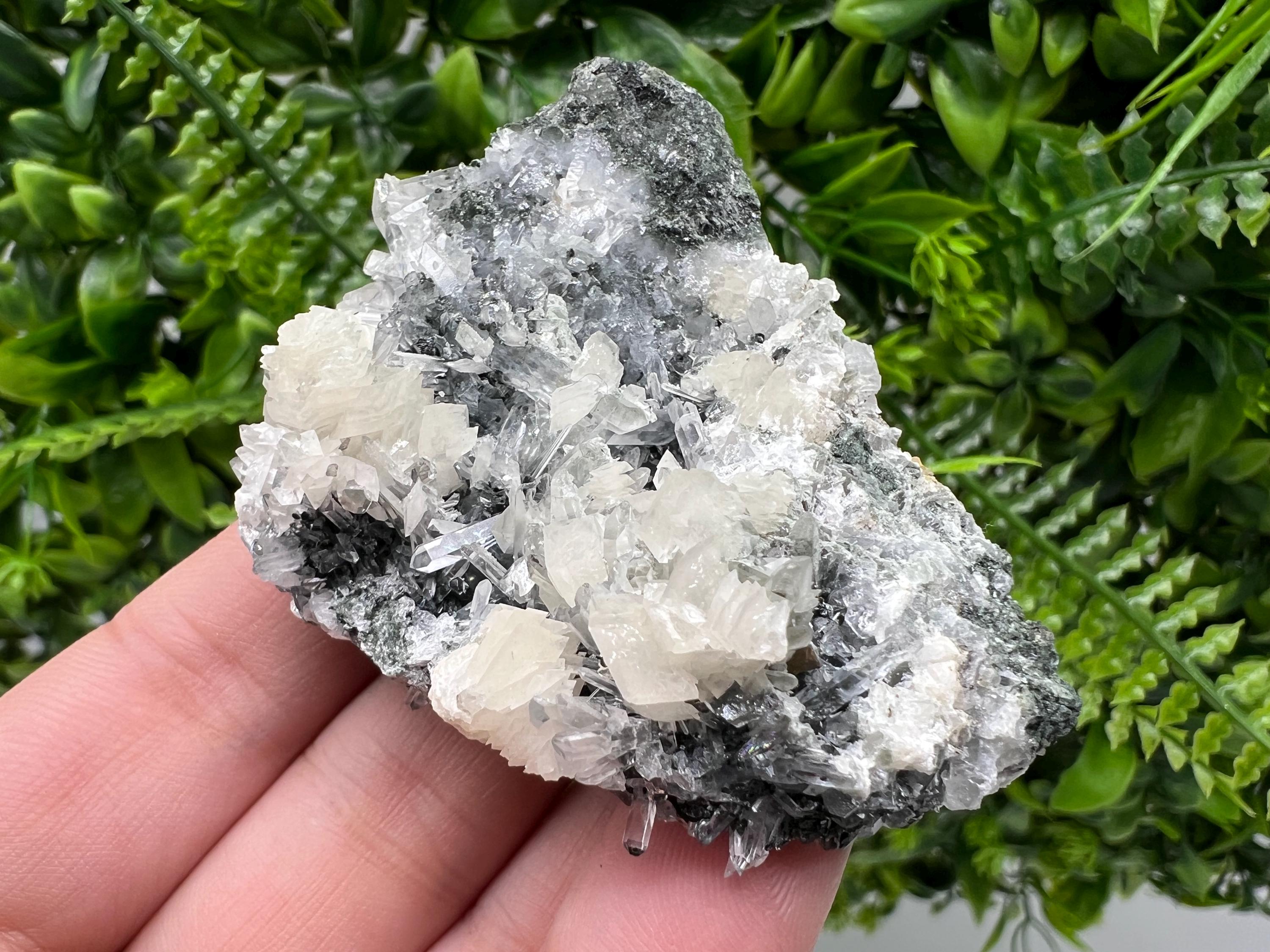 Calcite on Quartz Specimen: Borieva Mine, Bulgaria