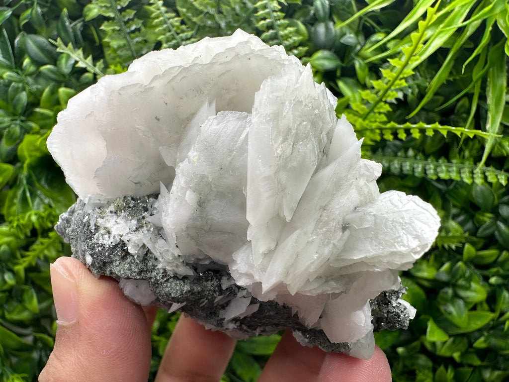 Calcite on Quartz with Epidote Mineral Specimen: Borieva Mine, Bulgaria