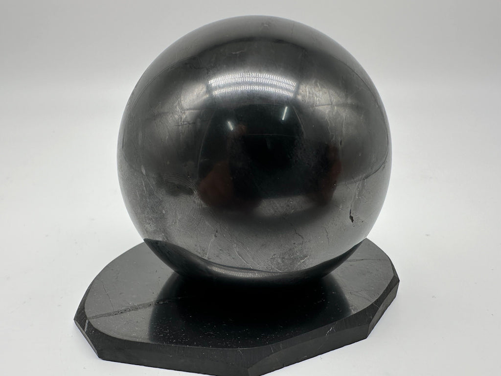 8cm Shungite Sphere: EMF & 5G Protection, Healing Crystal