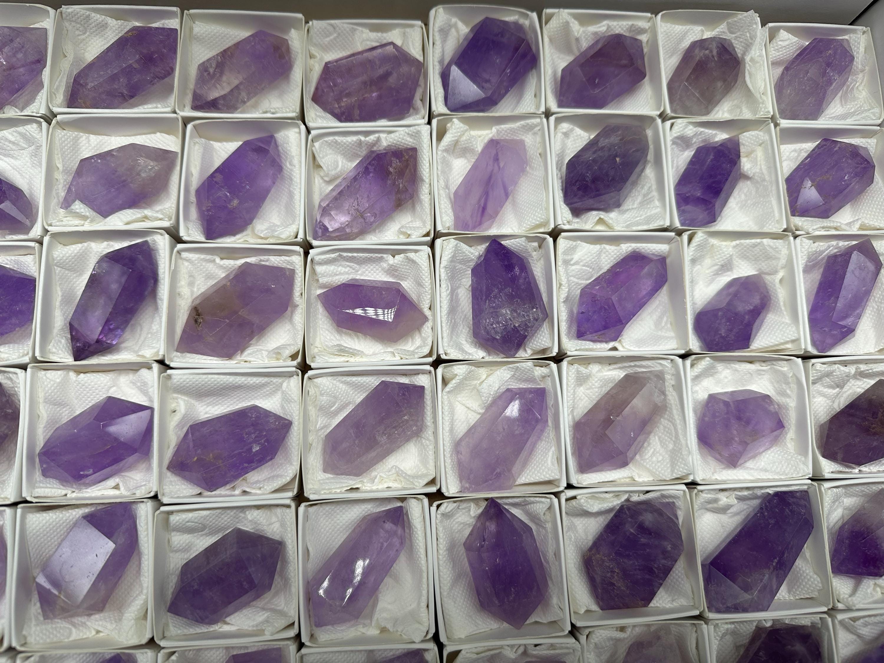 Brazilian Amethyst Point, Cathedral Crystal, Deep Purple,Double sprouted