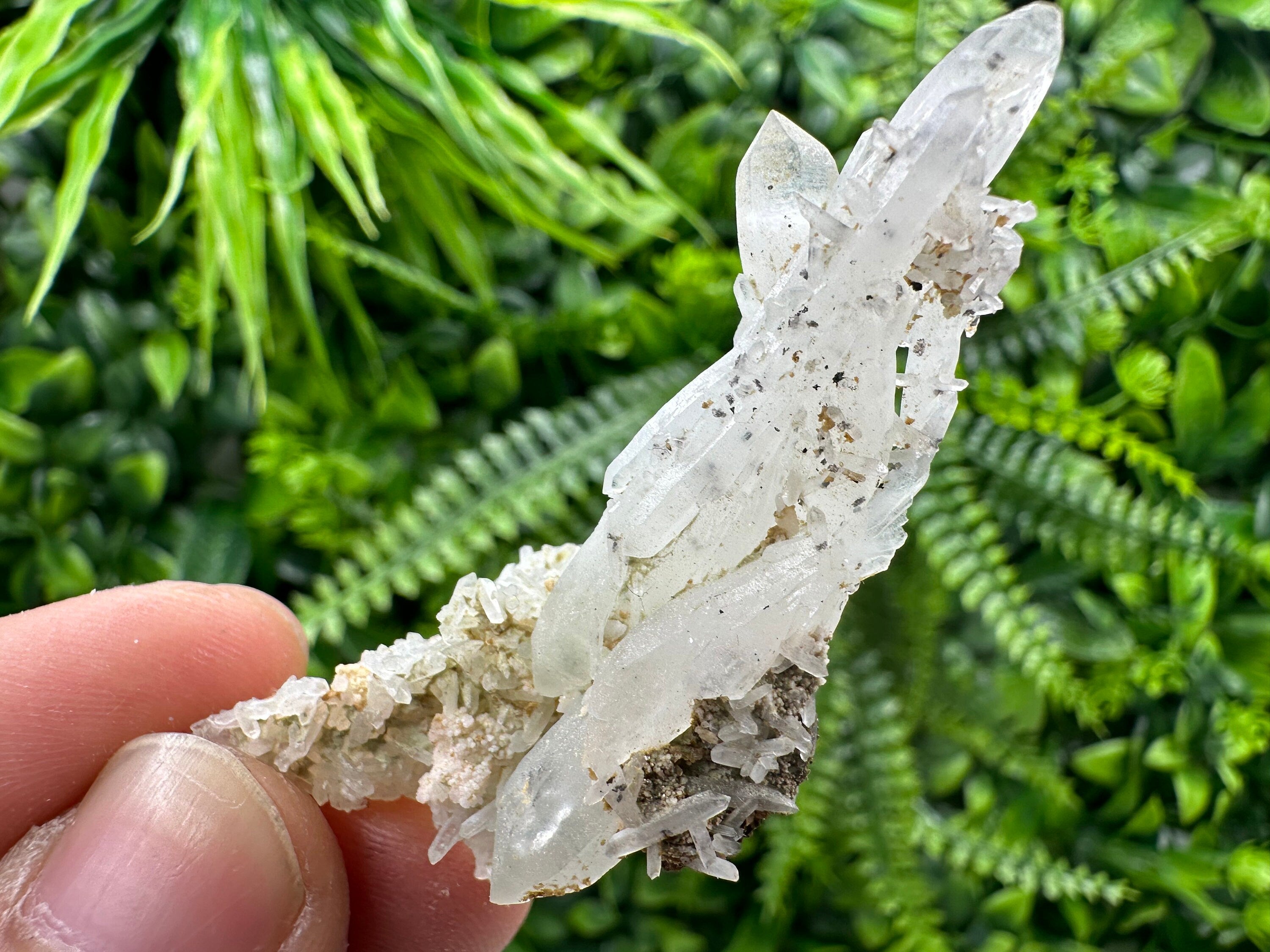 Chlorite Quartz on Rhodochrosite with Siderite - Natural Crystal Decor