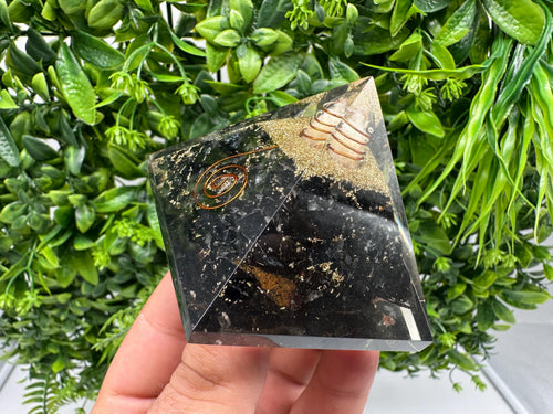 Black Tourmaline Orgonite Pyramid: Handmade Healing Energy Chakra Protection