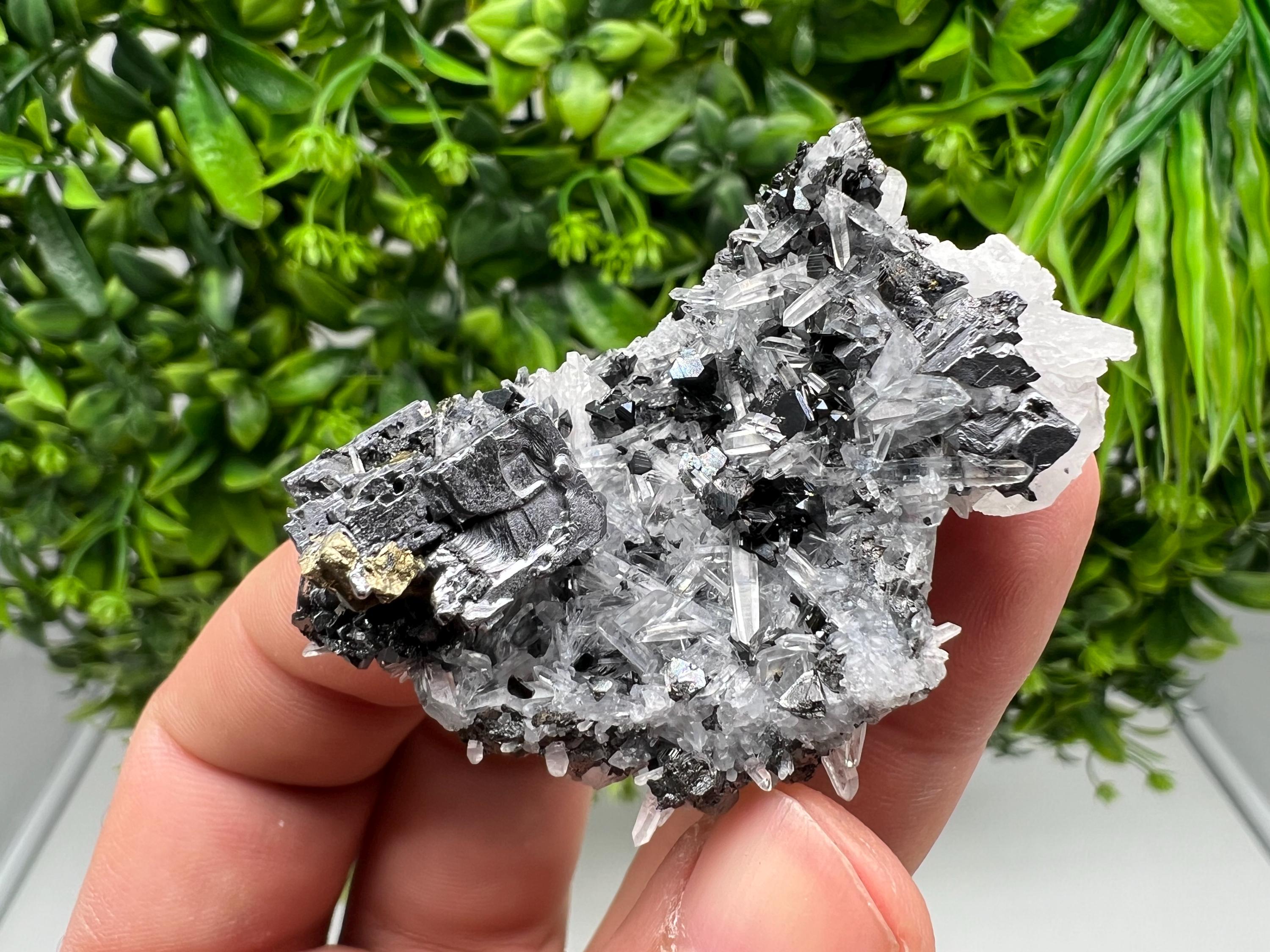 Aesthetic Natural shiny Galena whit Siderite and Quartz from 9 th September mine,Bulgaria,collection specimen,rare galena,Galena cluster
