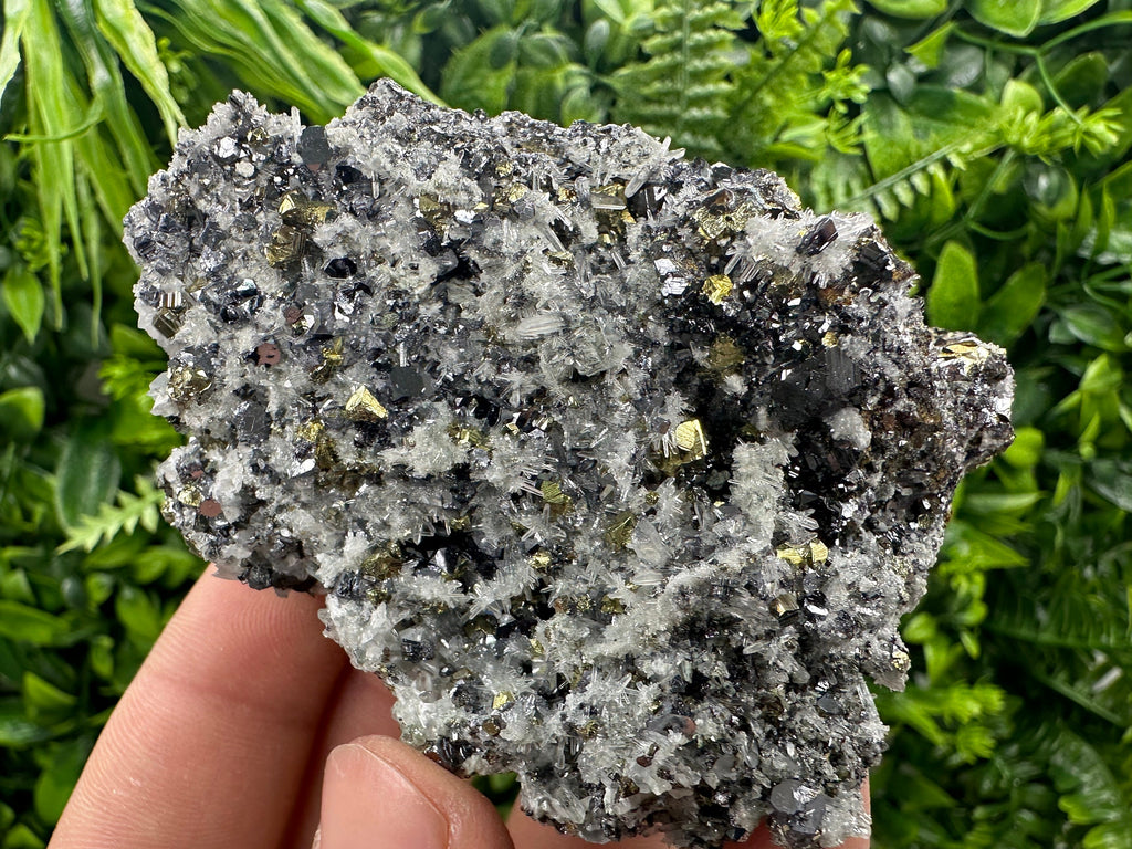 Chalcopyrite Galena Sphalerite on Quartz, Bulgaria Mineral Specimen