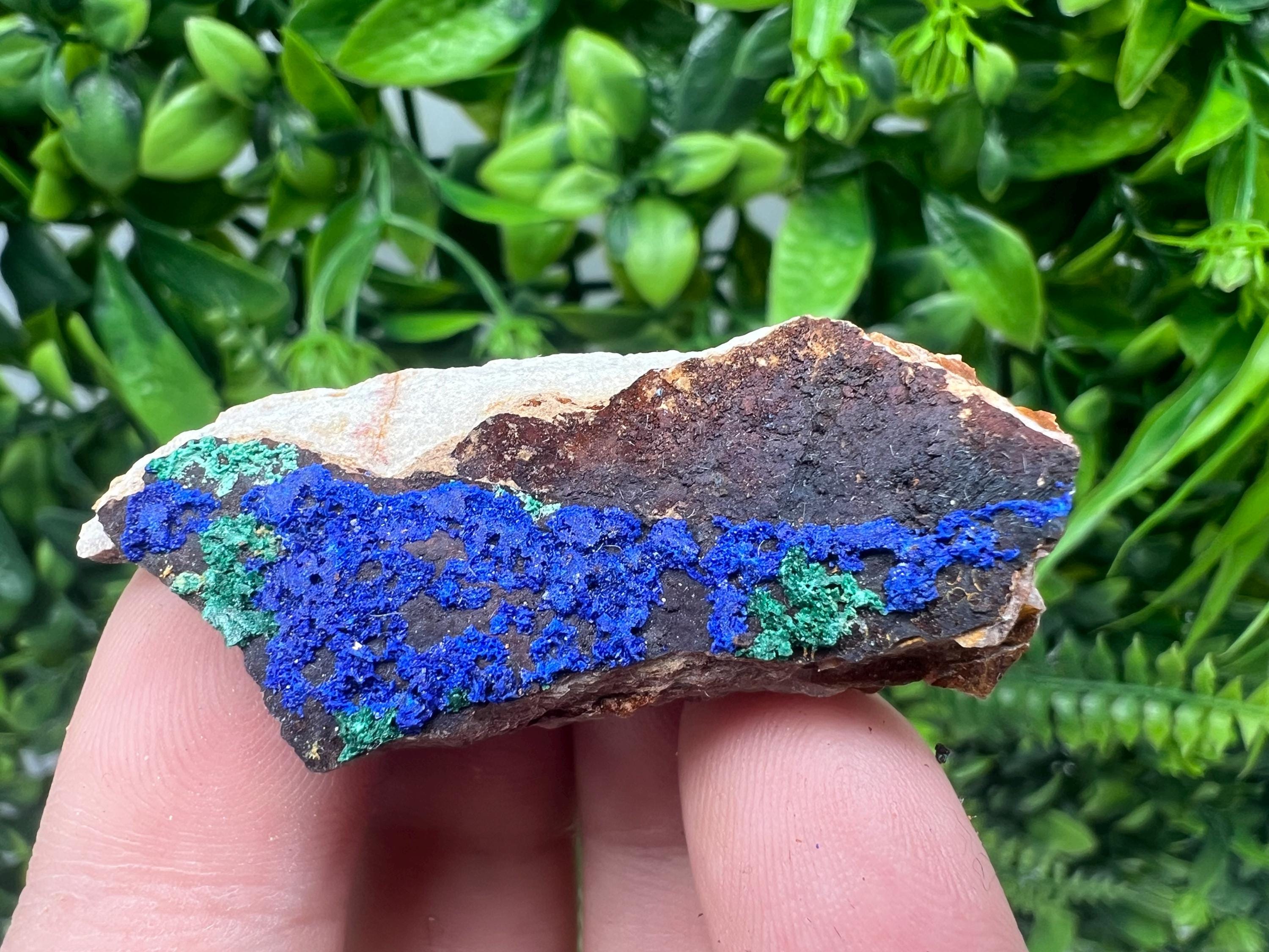 Azurite Malachite Mineral Specimen: Moroccan Blue Green Crystal, Home Decor