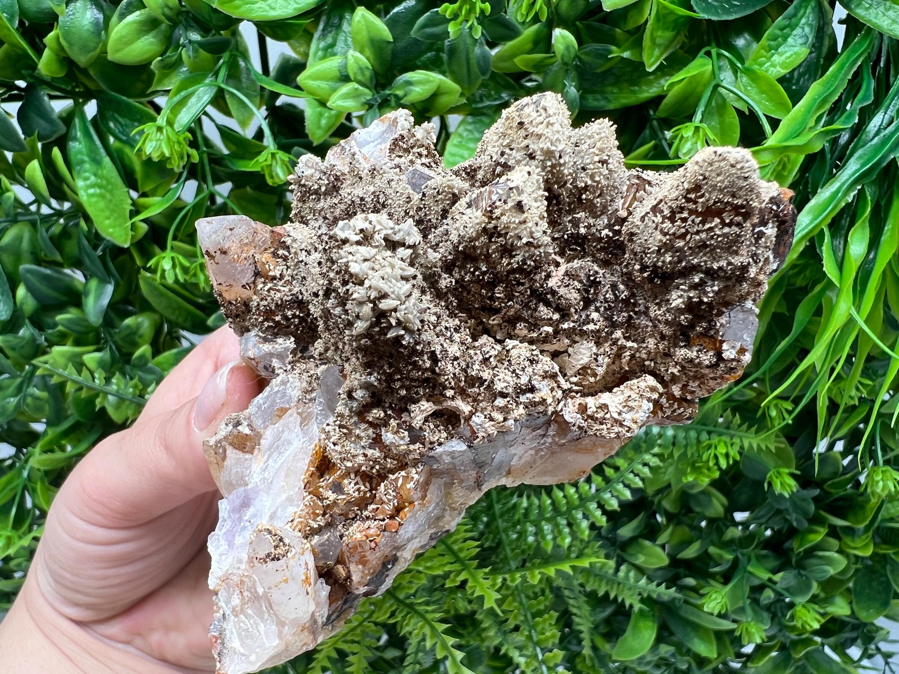 Rare Green/Yellow Pyromorphite and Hematite,on Quartz,from Bulgaria,Madjarovo mine, Natural Mineral ,Healing stone ,top collection,rock