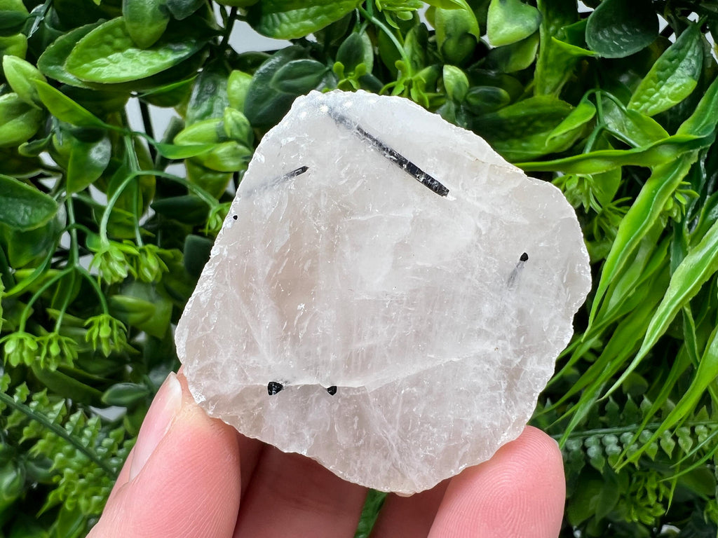 Polished Quartz Slab with Black Tourmaline Crystal