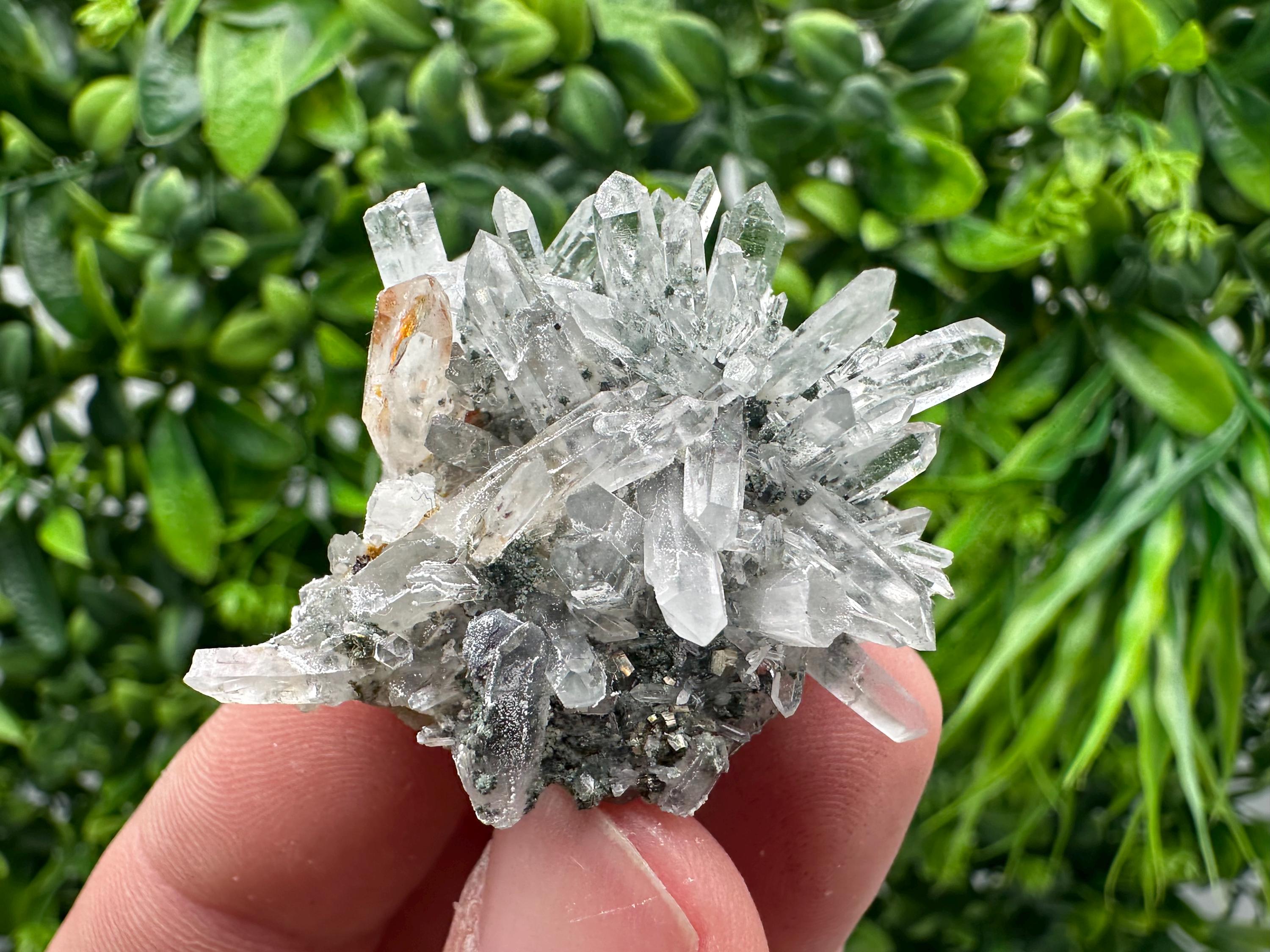 Lovely specimen Green Quartz inclusions Chlorite and Sphalerite/ Natural minerals/ Souvenir crystal gift minerals famous 9th September/Madan
