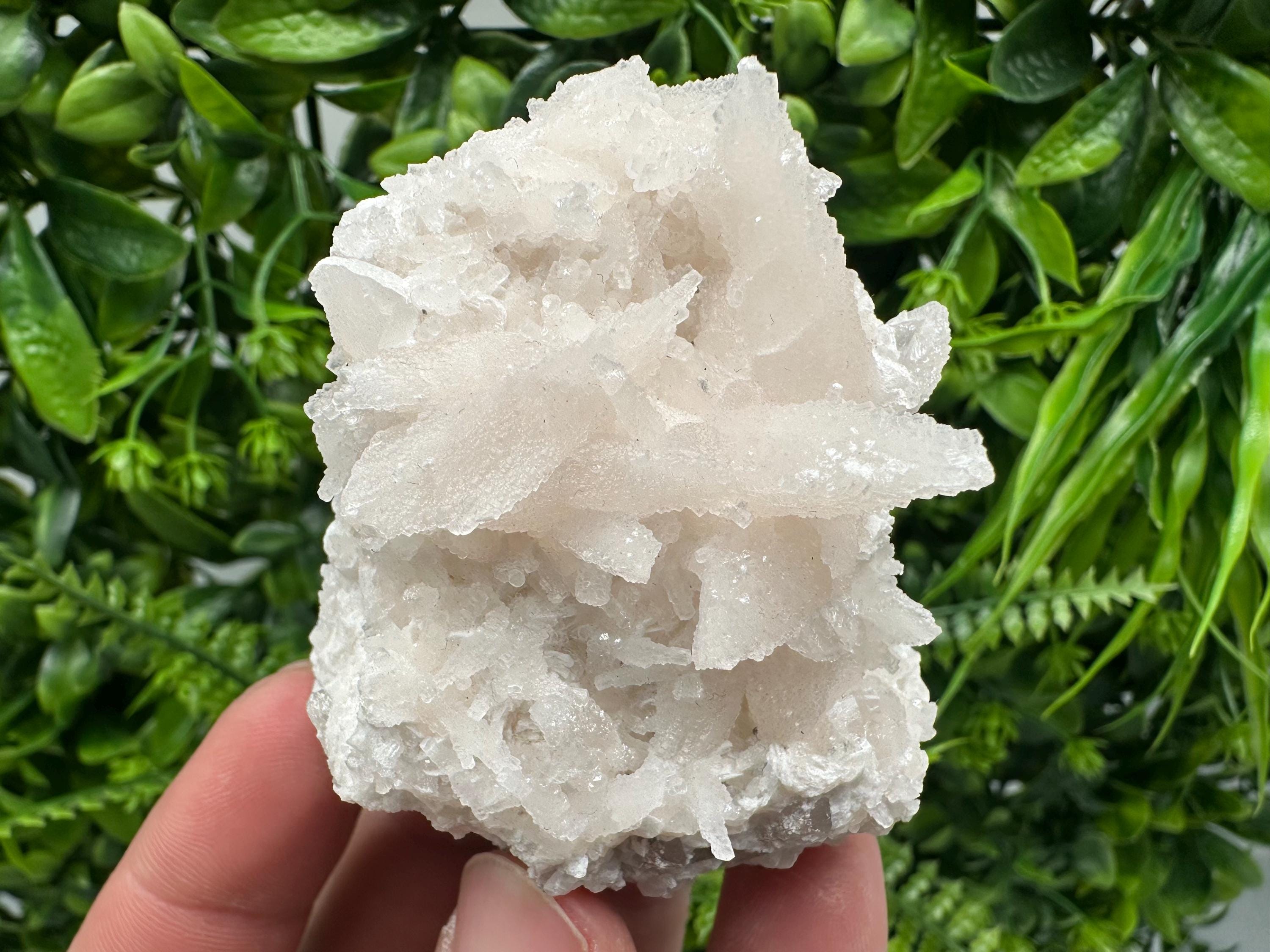 Calcite on Green Quartz: Djurcovo Mine, Bulgaria