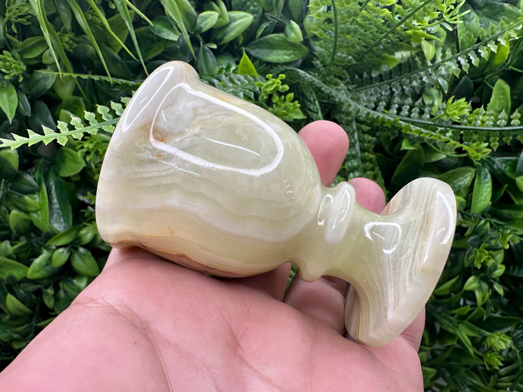 Vintage Natural Onyx Goblet: Unique Stone Cup (7cm)