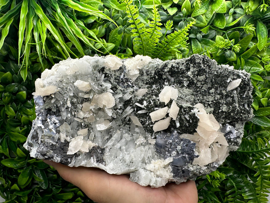 Galena Sphalerite Calcite on Quartz, Bulgaria Mineral Specimen
