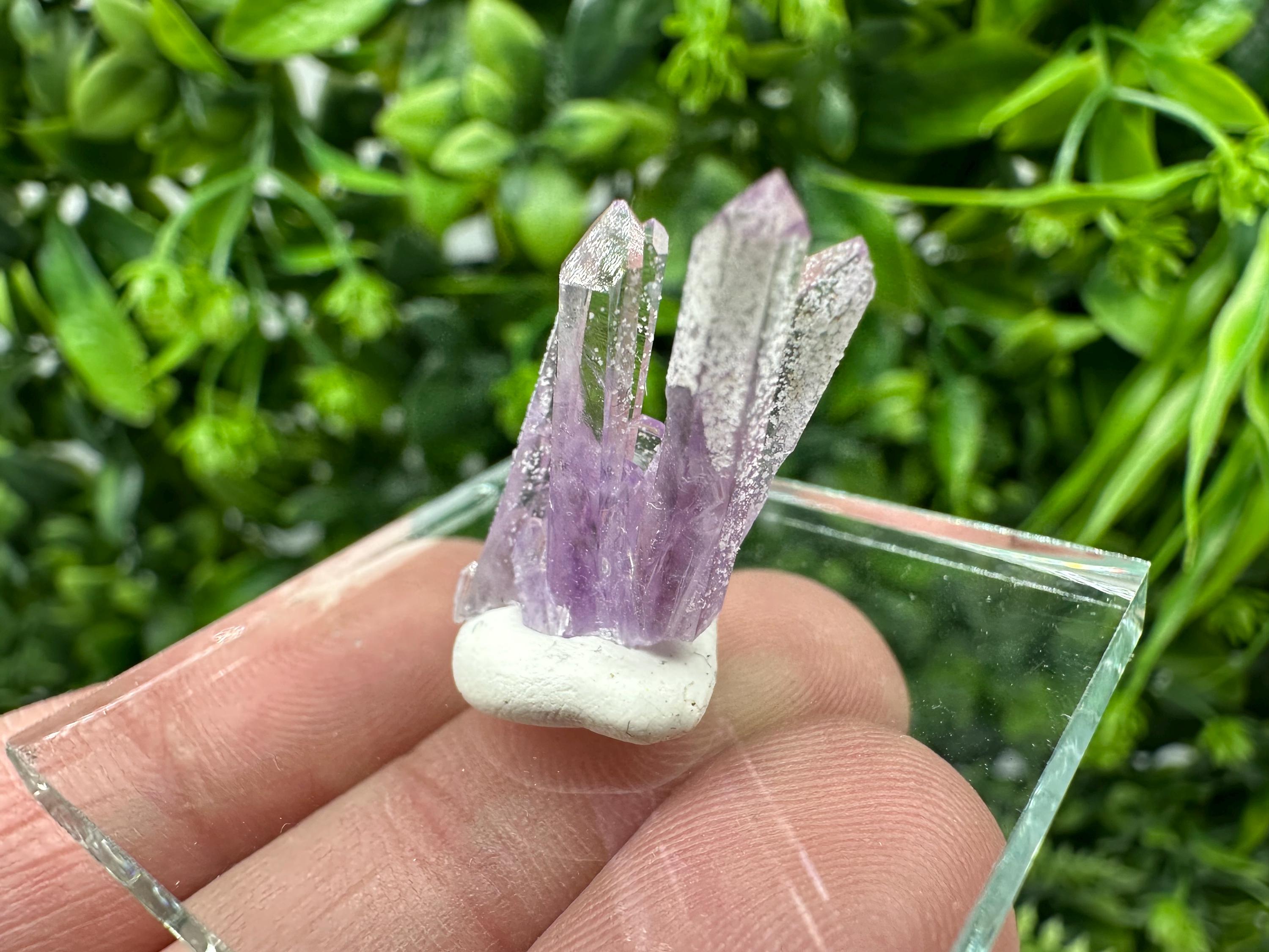 Phantom Amethyst Crystal with Cerussite, Bulgarian Mineral Specimen