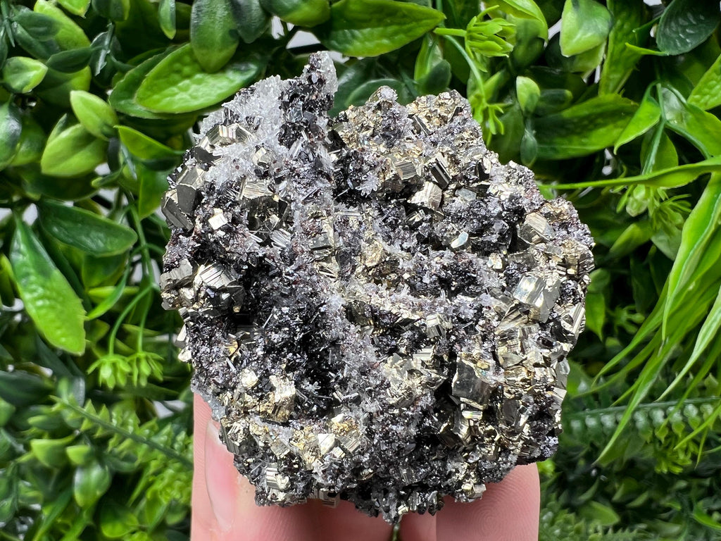 Pyrite on Sphalerite, Quartz Mineral Specimen, Bulgaria Home Decor Stone