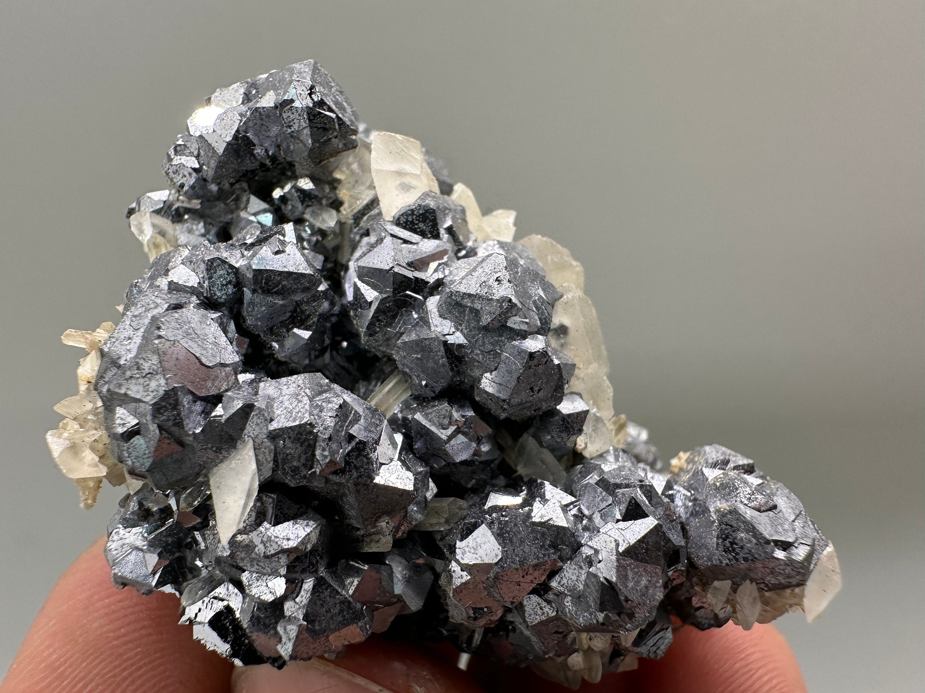 Shiny Galena with Calcite: Borieva Mine, Bulgaria